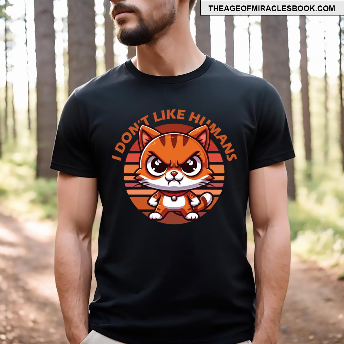 I Dont Like Humans Orange Cat T-shirt