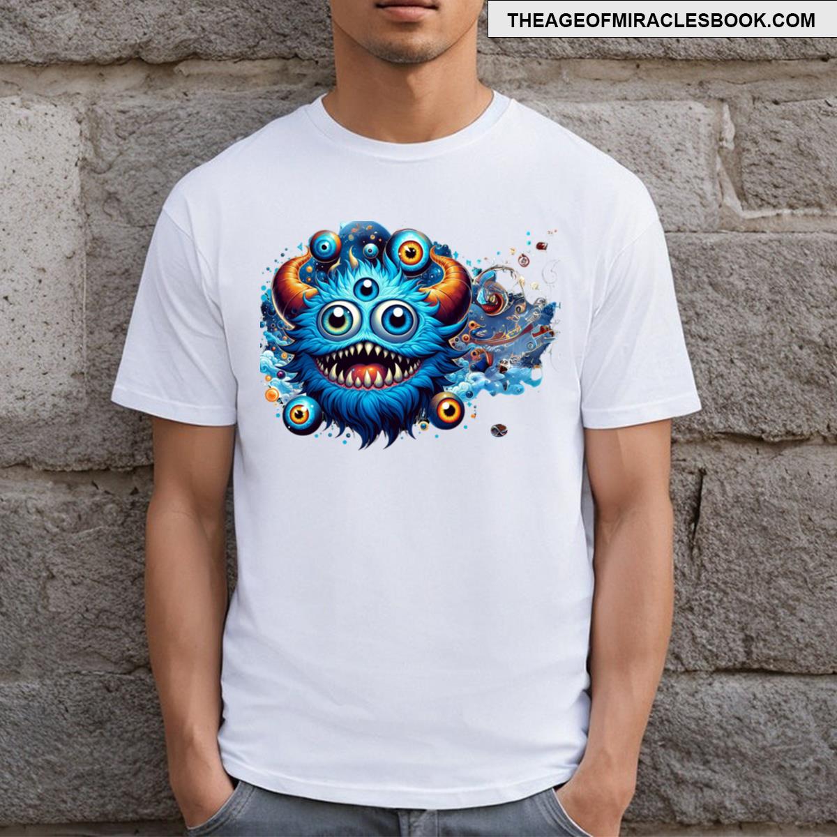 Multiple Eyes Blue Funny Monster T-shirt