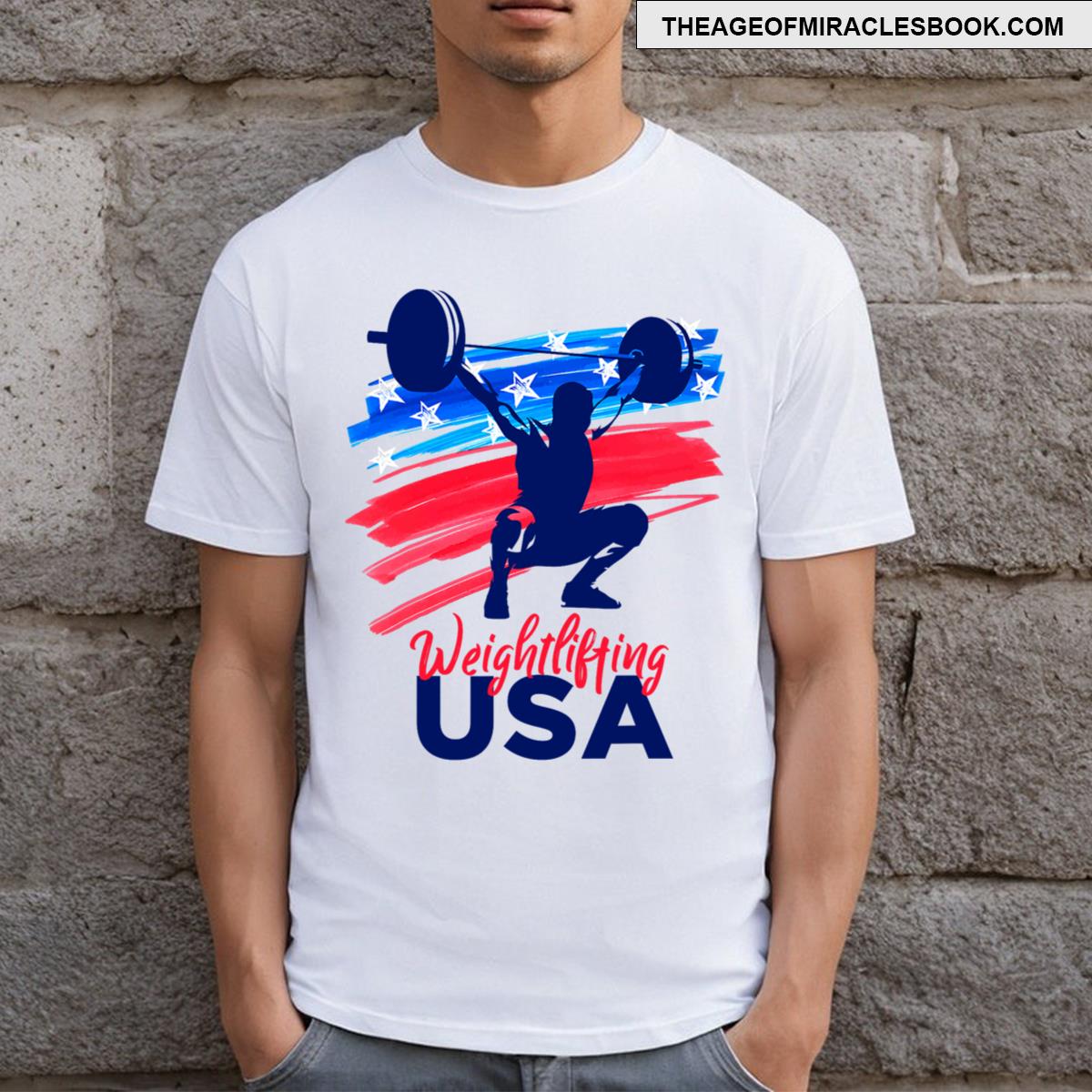 Weightlifting Support Team Flag Usa Weights American T-shirt