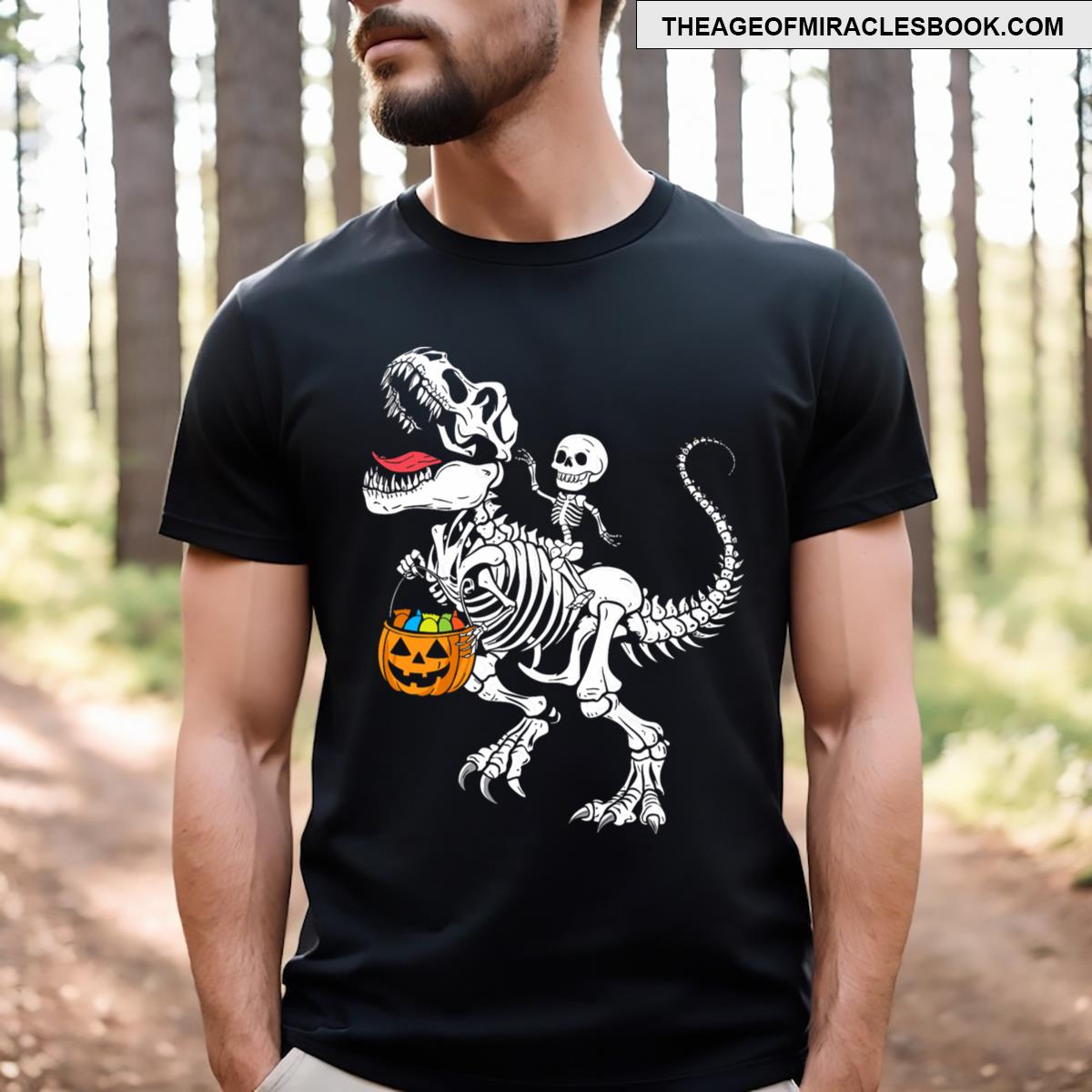 Pumpkint Rex Skeleton Dinosaur Bones Halloween Men T-shirt