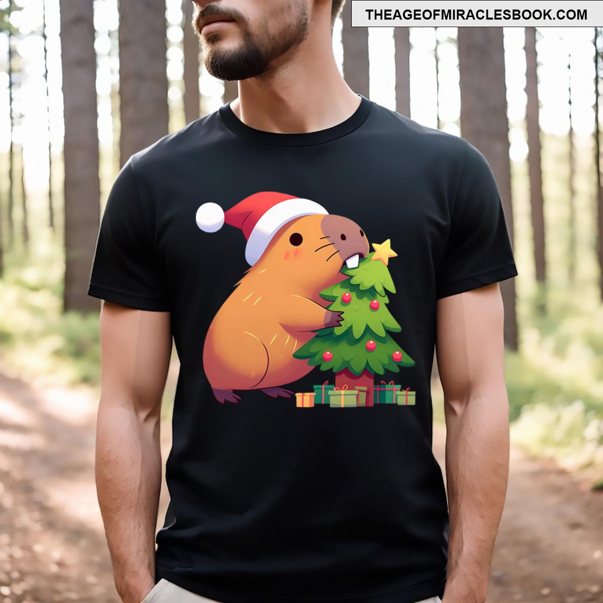 Capybara Eating A Christmas Tree T-shirt