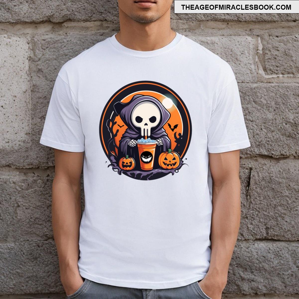 Ghost Halloween Cute Ghost Pumpkin Spice Ice Coffee T-shirt