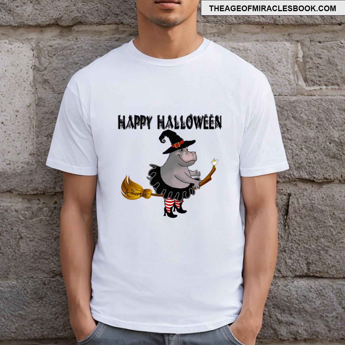 Hippo Happy Halloween Witch T-shirt