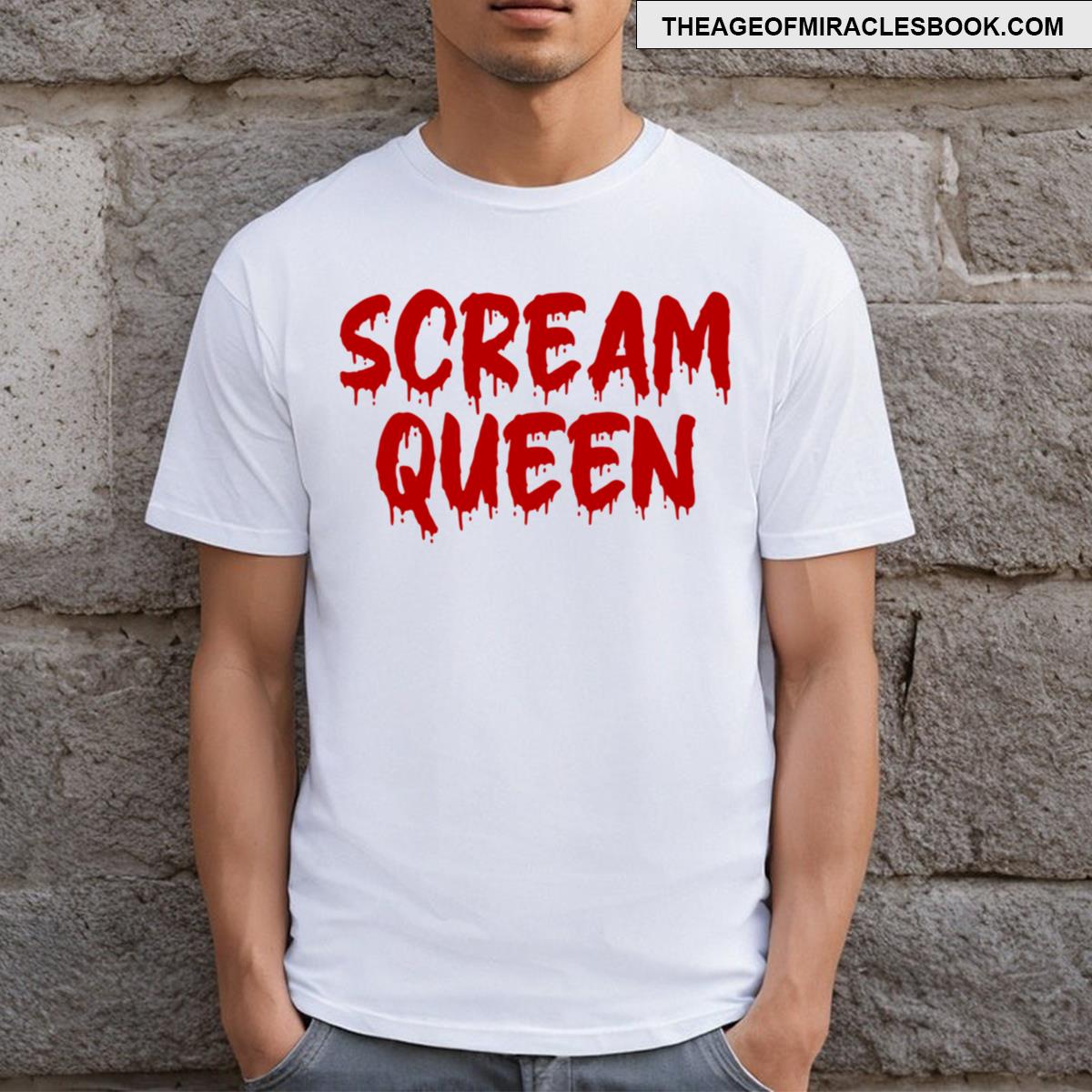 Red On White Scream Queen Blood Drip T-shirt