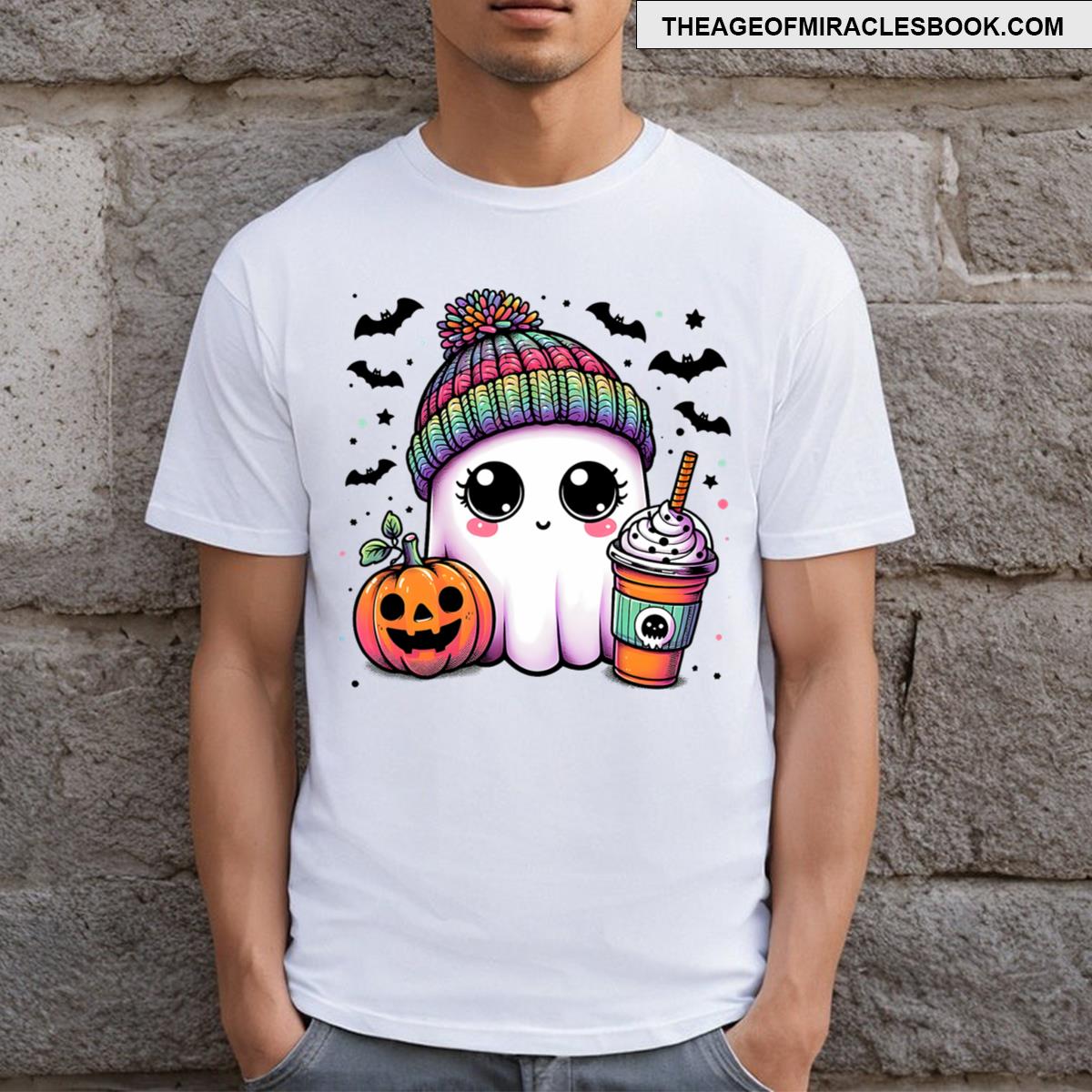 Cute Ghost Halloween Ghost Coffee Here For The Boos T-shirt