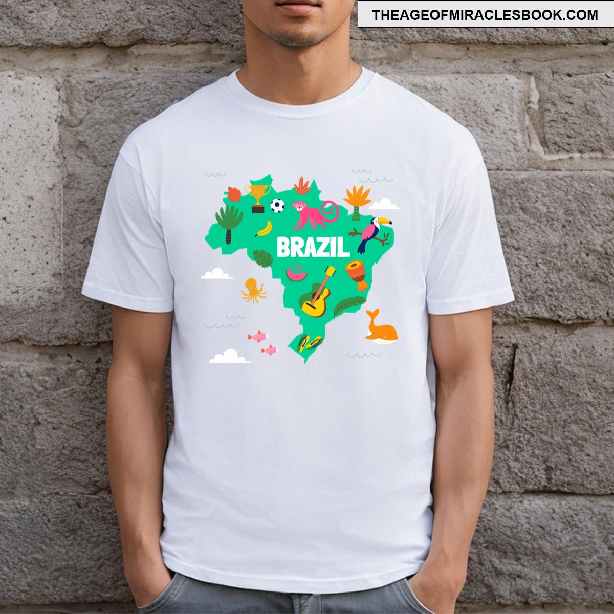 Flat Design Brazil Map Illustration T-shirt