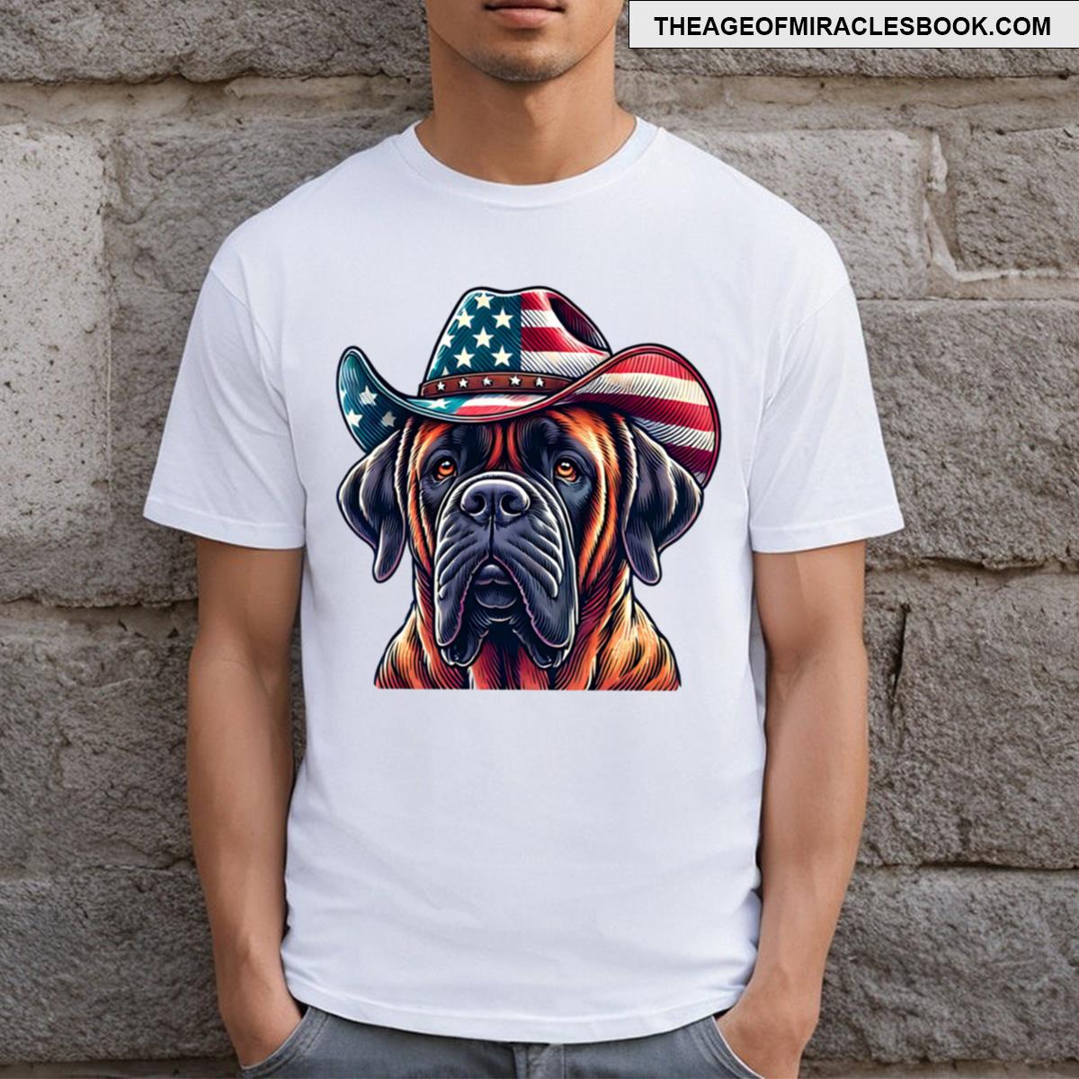 Mastiff American Flag Dog T-shirt