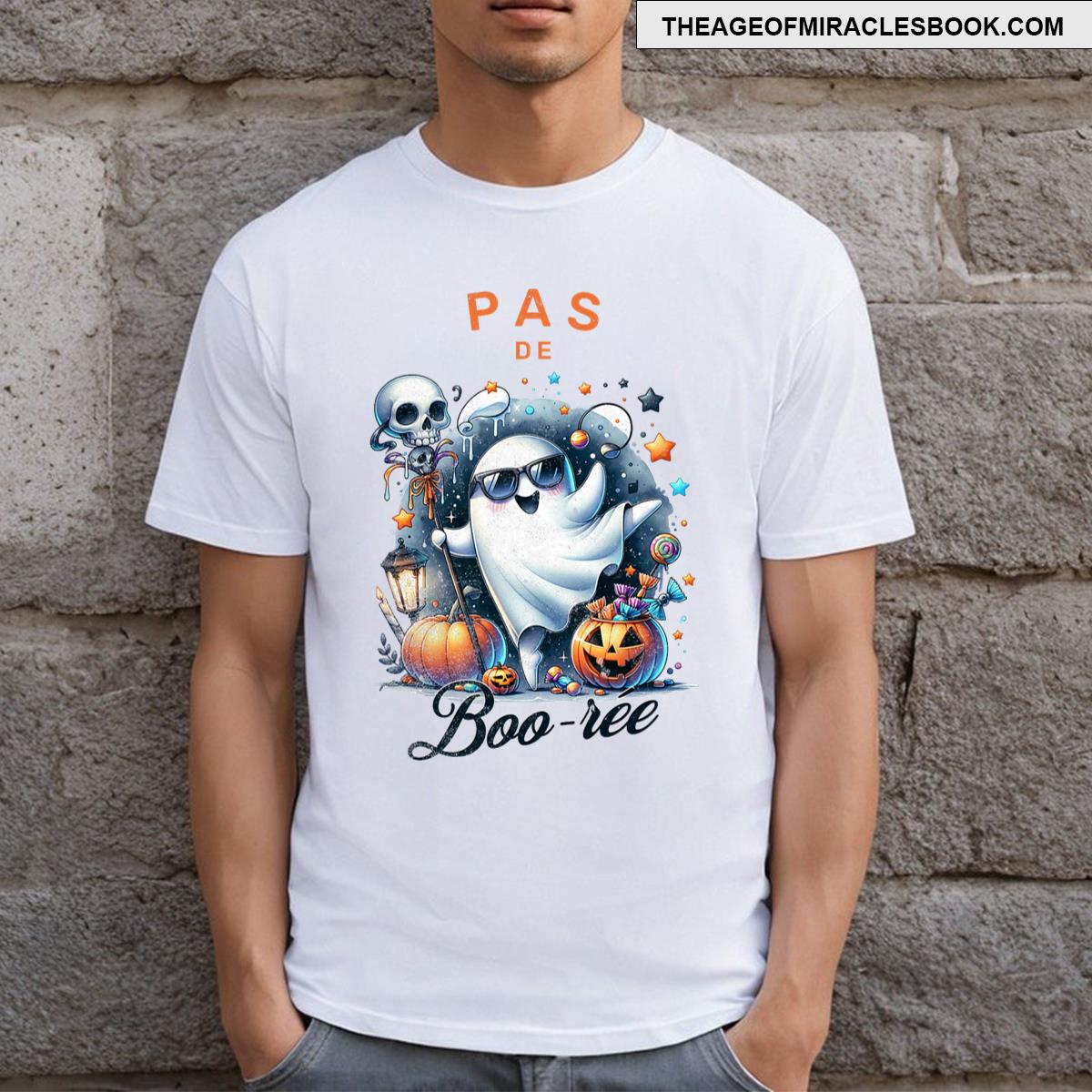 Pas De Boo Ree Halloween Ghost Pumpkin Design T-shirt