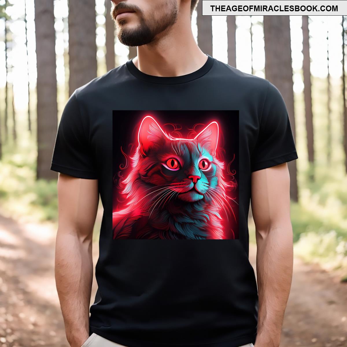 Fantasy Pink Neon Cat T-shirt