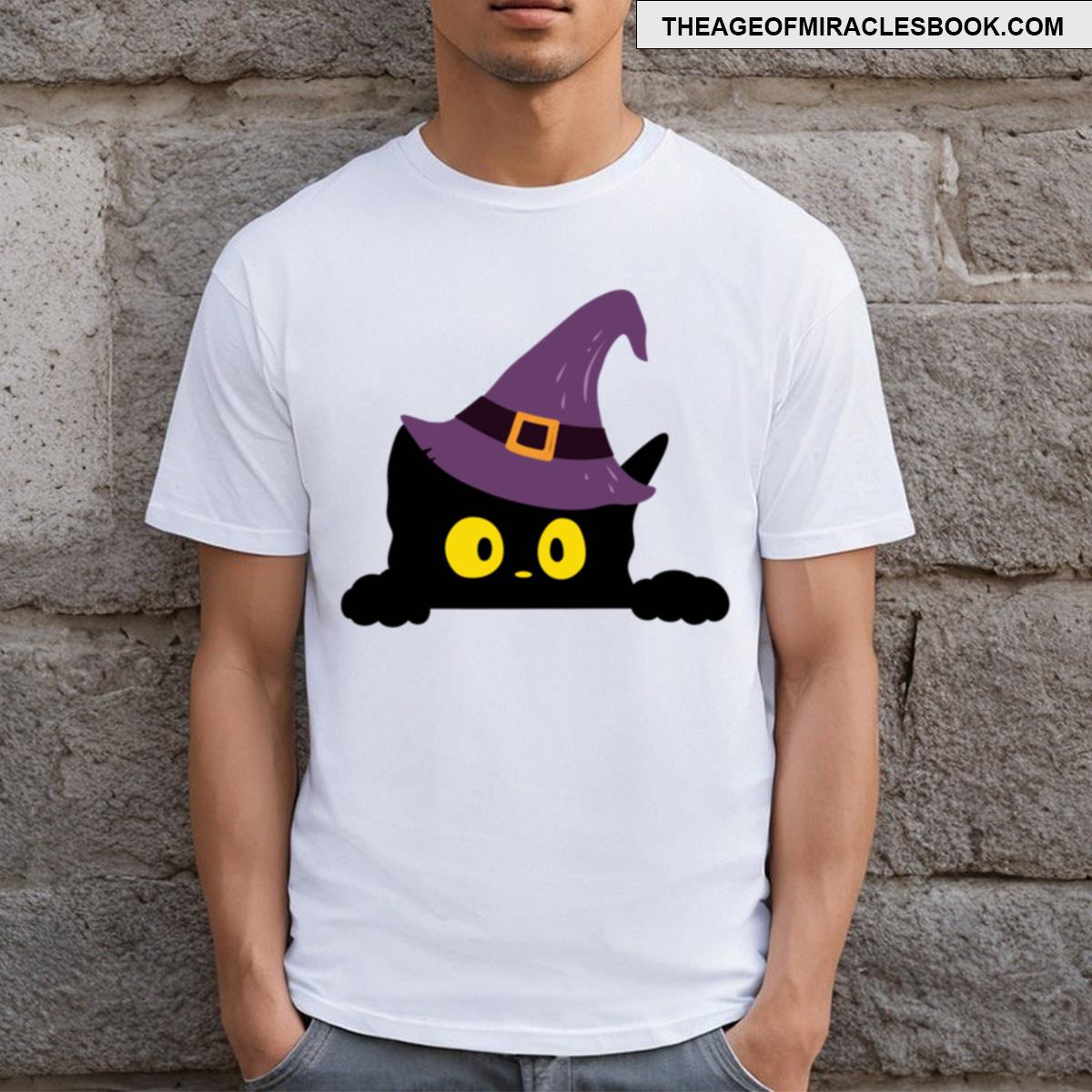Cat With Witch Hat T-shirt