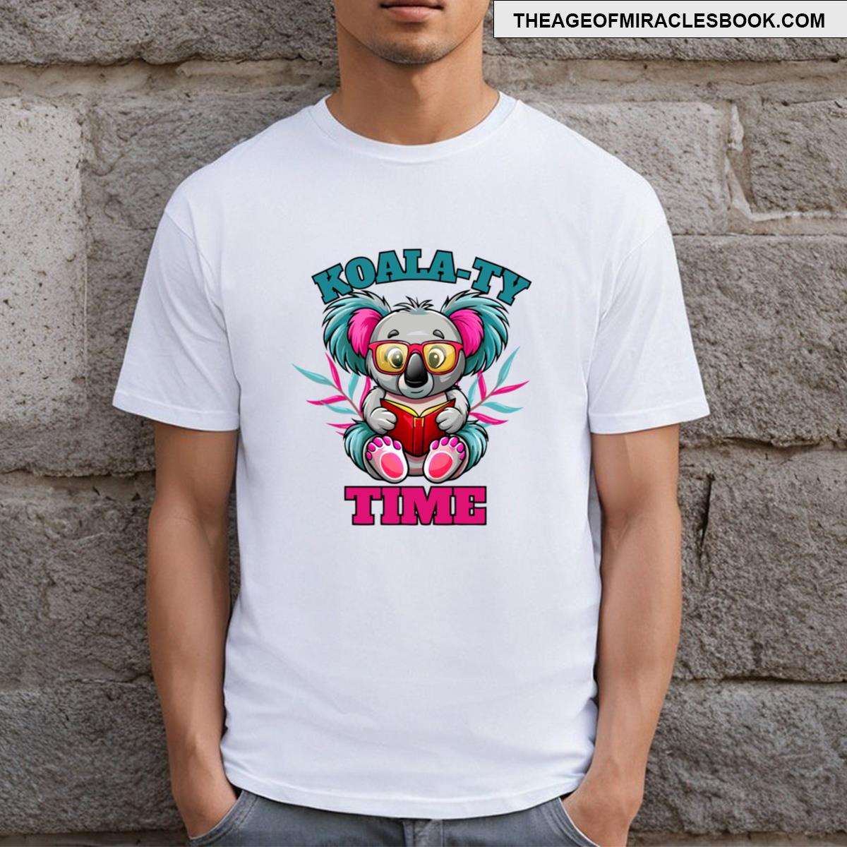 Cute Koala Reading A Book T-shirt