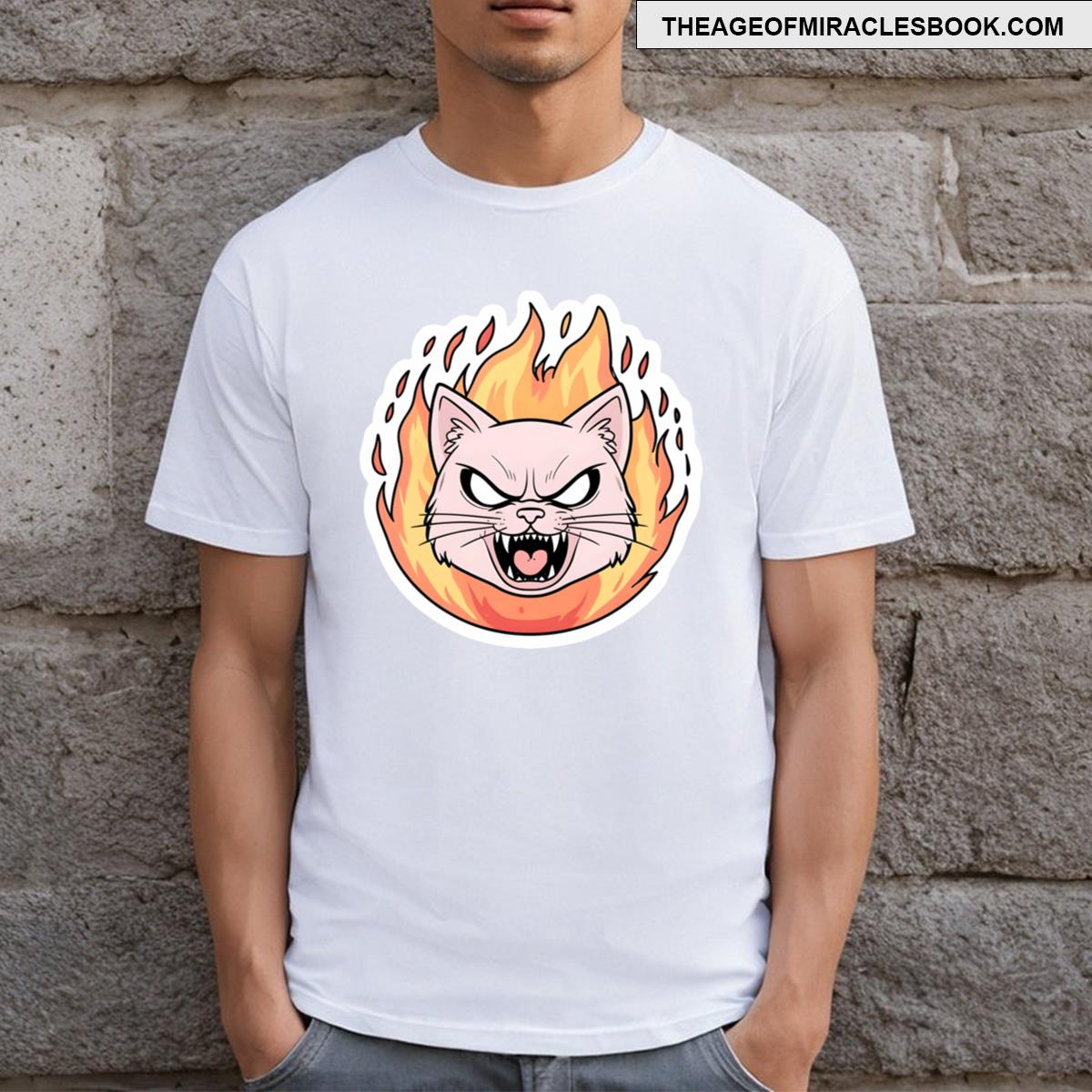Flaming Pink Cat T-shirt
