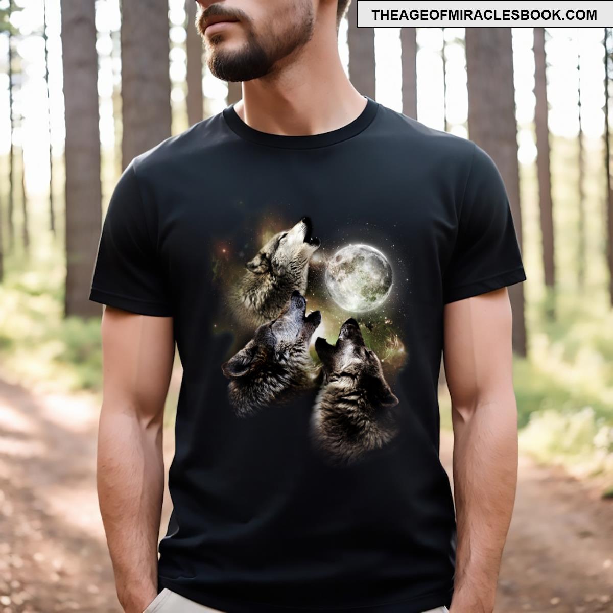 Three Wolves Howling At The Moon T-shirt