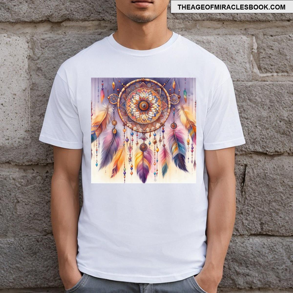 A Vibrant Dreamcatcher With Intricate Geometric Patterns T-shirt