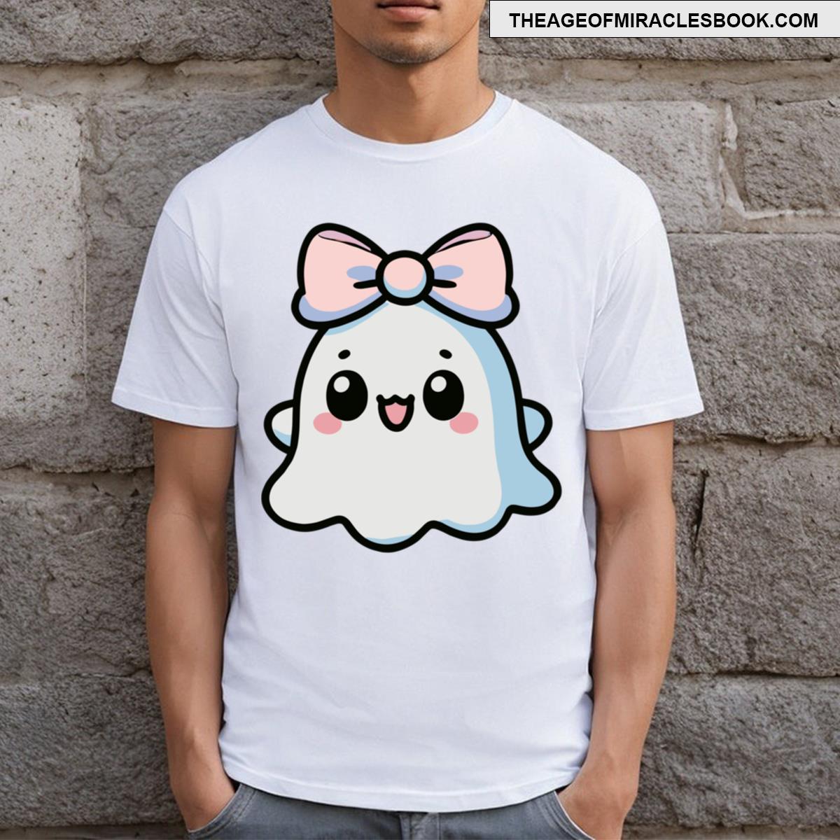 Kawaii Ghost Cute Ghost With Pink Bow T-shirt