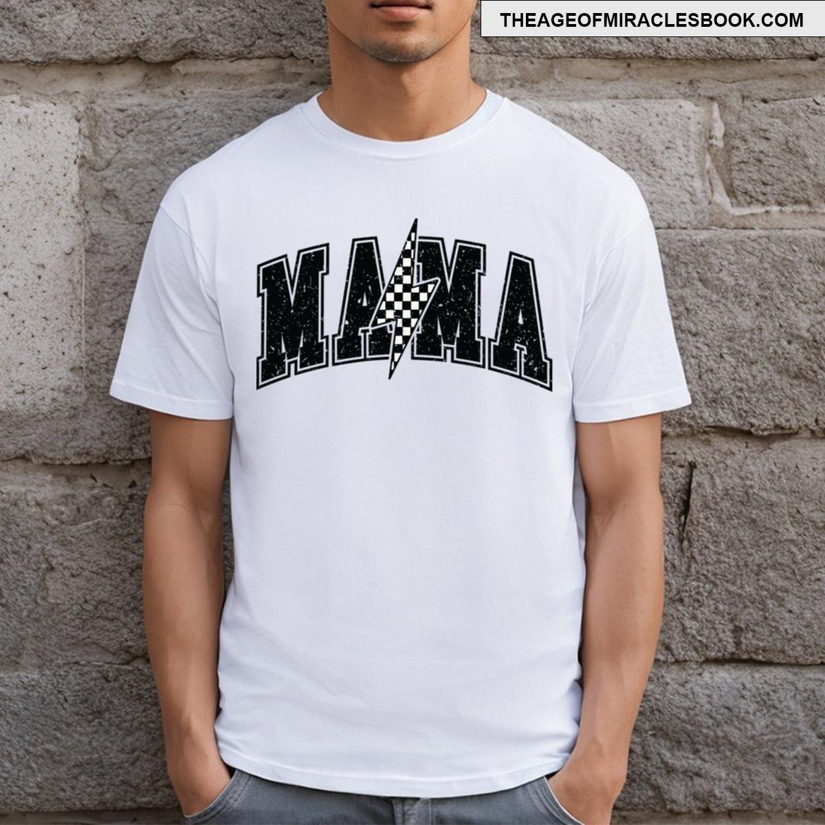 Mama Checkered Lightning Bolt T-shirt
