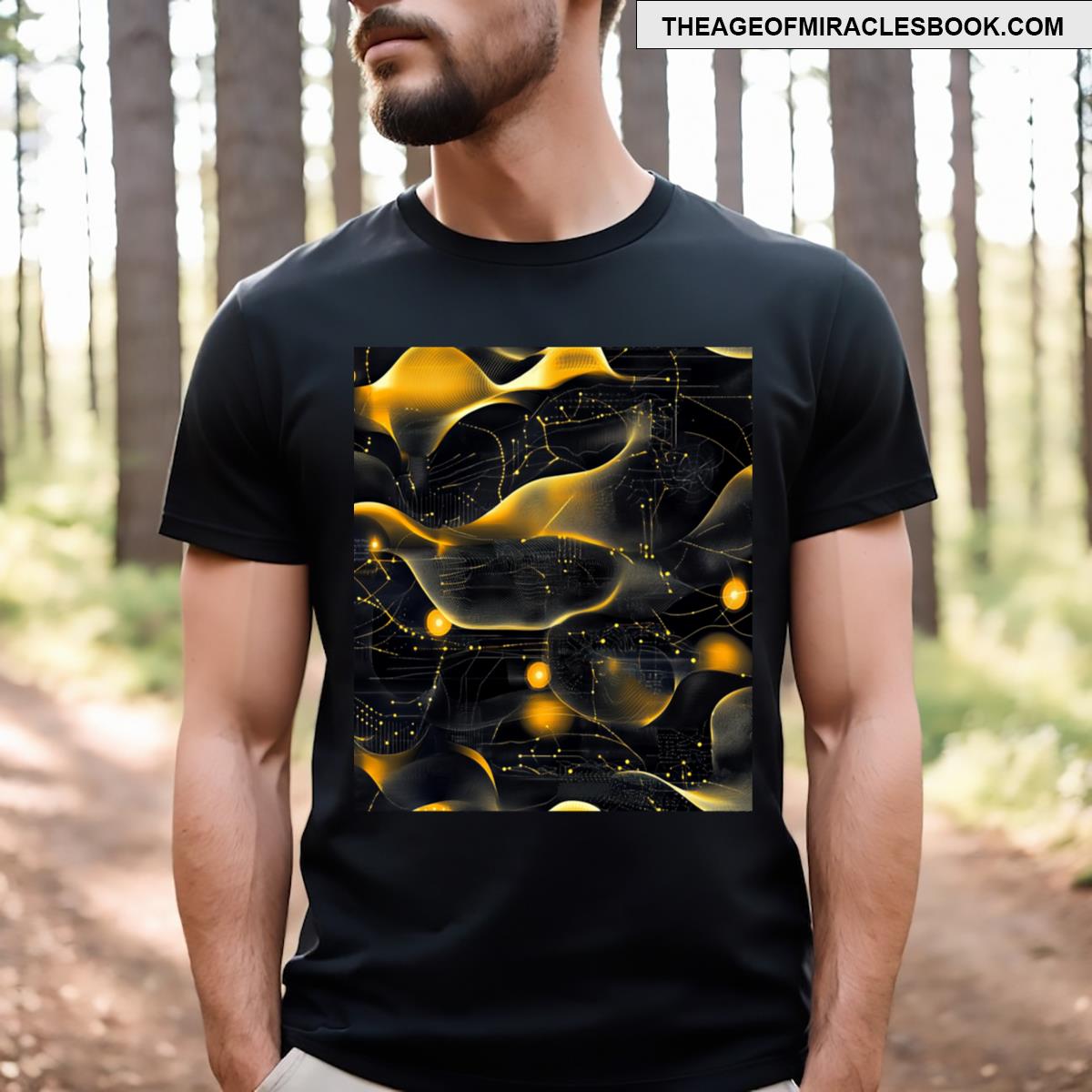 Abstract Data Patterns Gold Line T-shirt