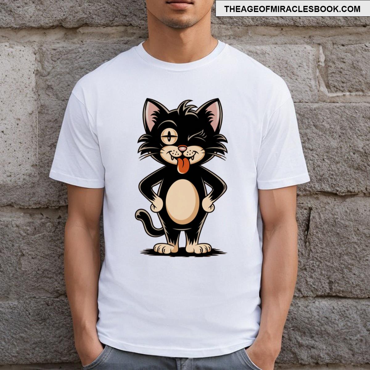 Black Cat Smiling T-shirt