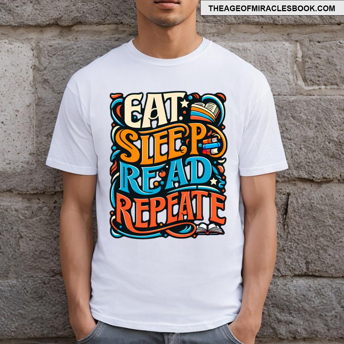Eat Sleep Read Repeat Typography T-shirt