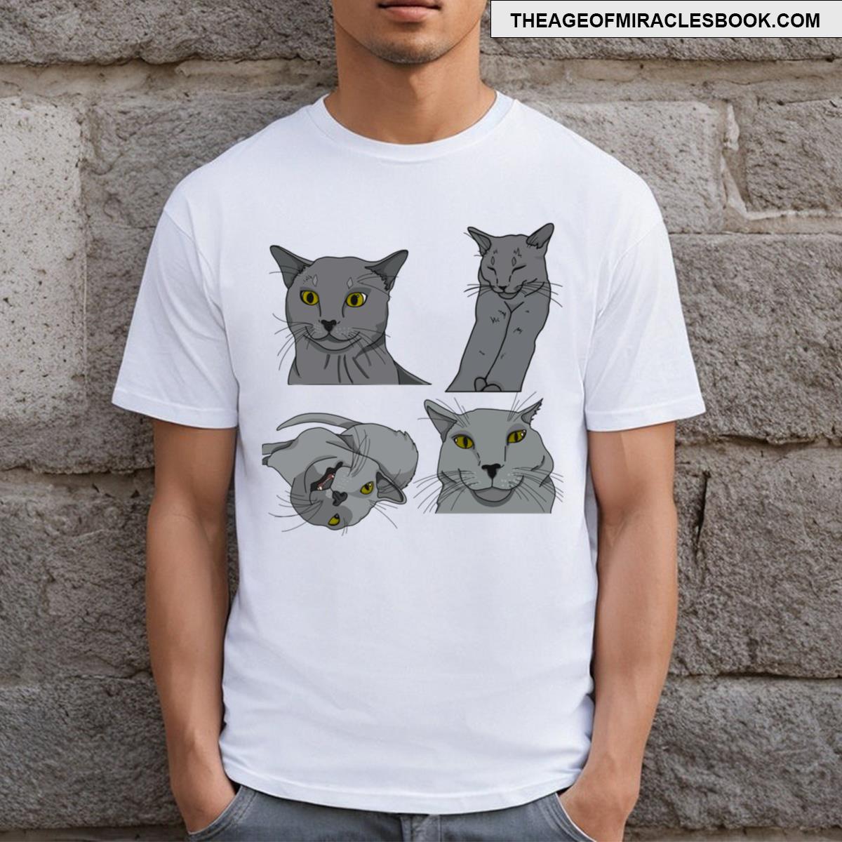 Grey Cat Making Faces Long T-shirt