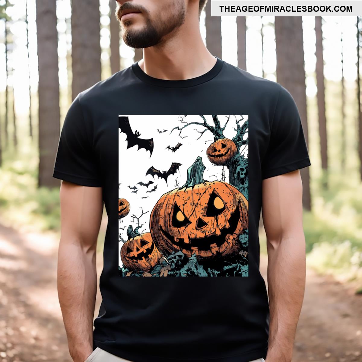 Pumpkins And Bats For Halloween T-shirt