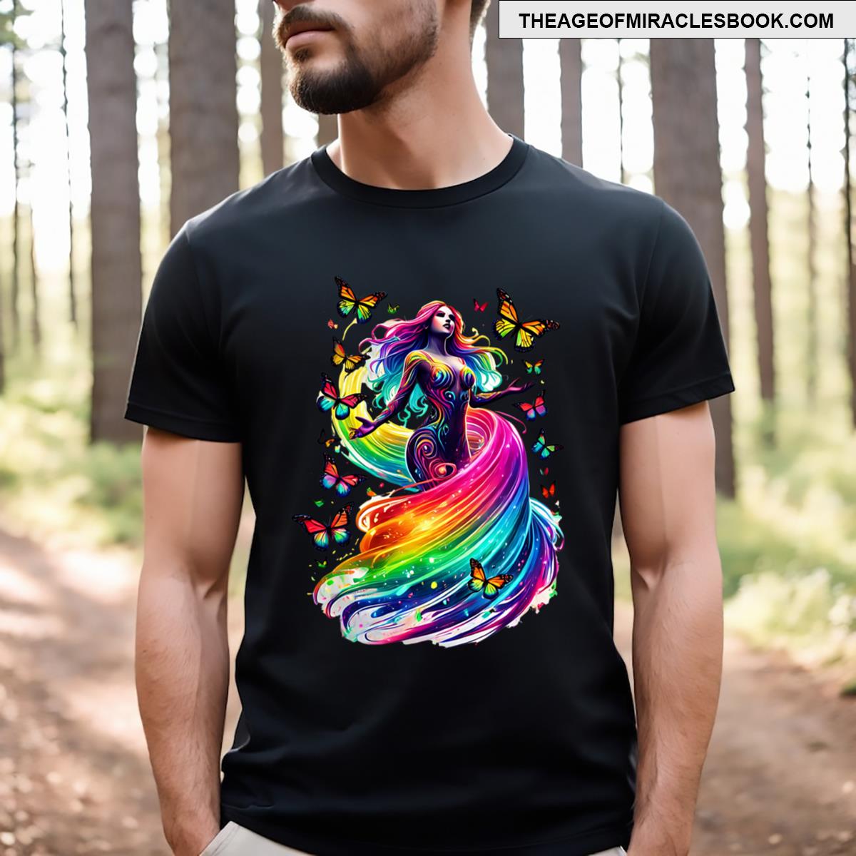 Rainbow Goddess With Butterflies T-shirt