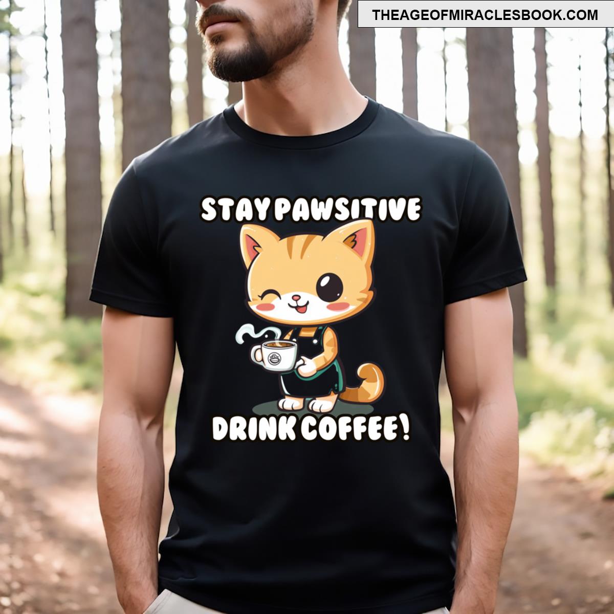 Stay Pawsitive Drink Coffee! T-shirt