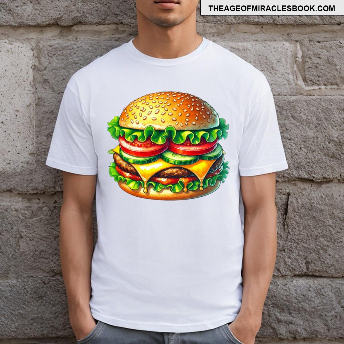 Juicy Cheeseburger With Fresh Vegetables T-shirt