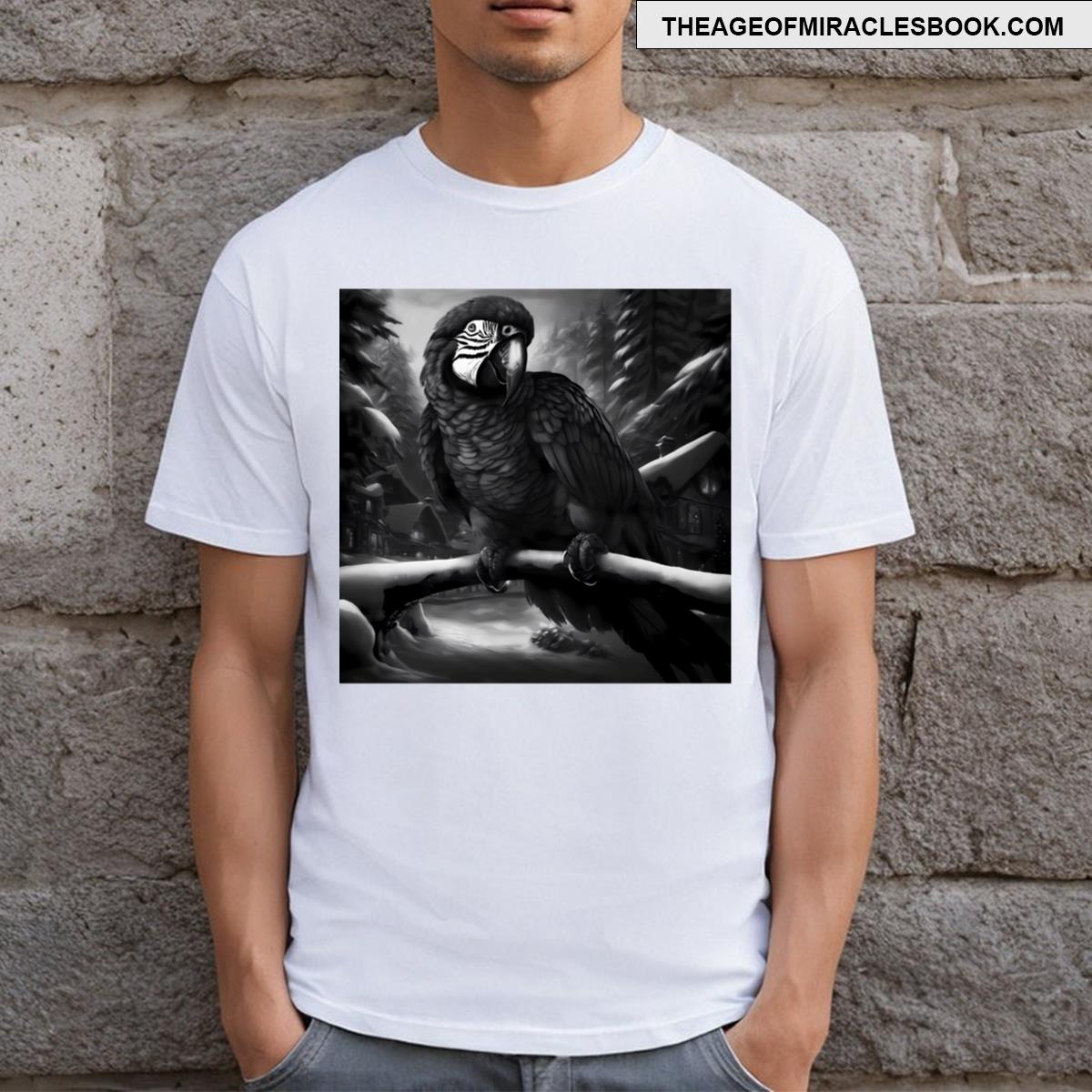Winter Parrot In Monochrome T-shirt