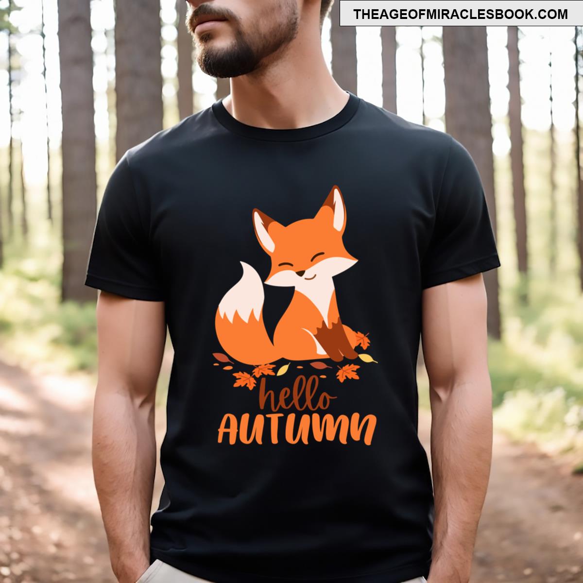Hello Autumn Fall Fox Brown T-shirt