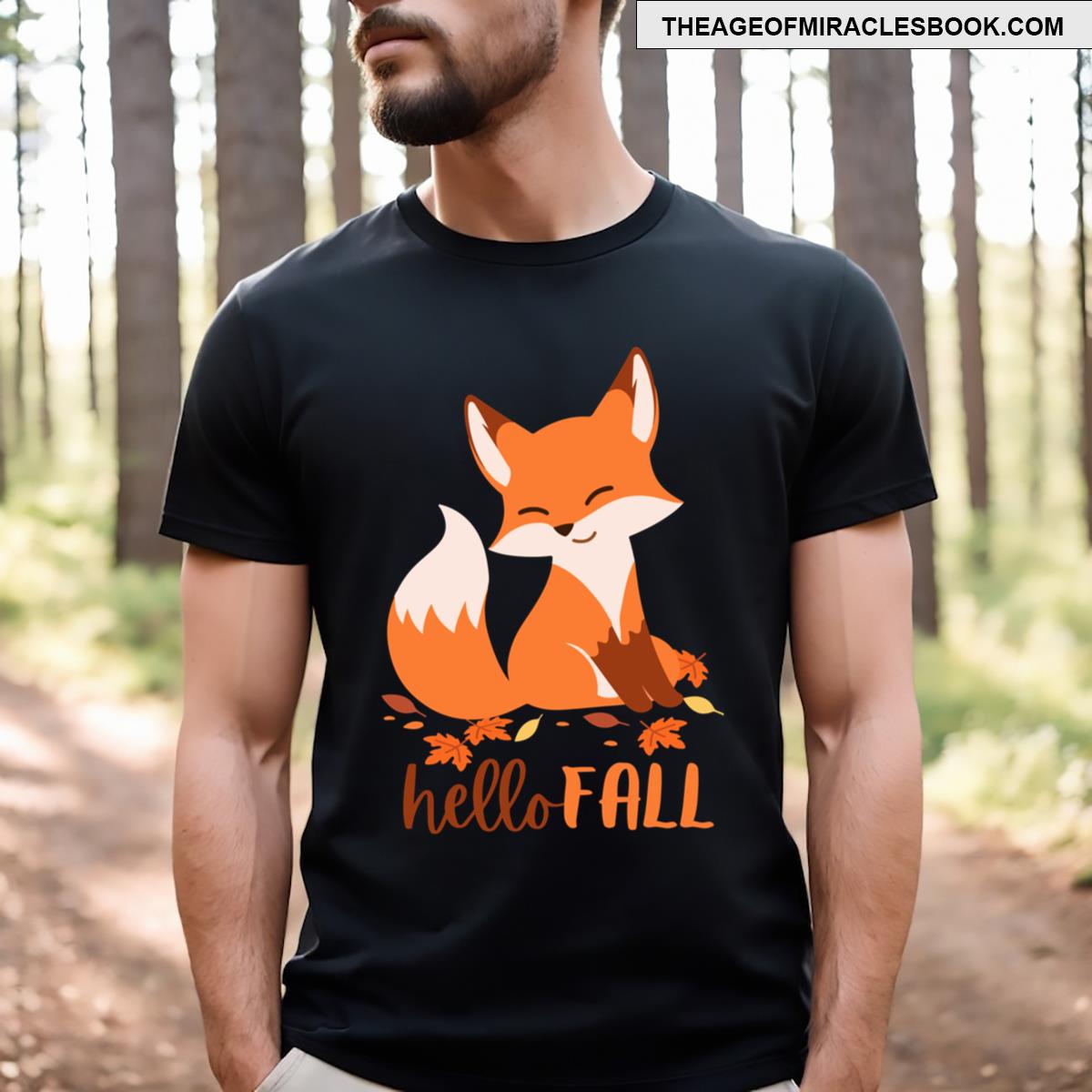 Hello Fall Autumn Fox Brown T-shirt