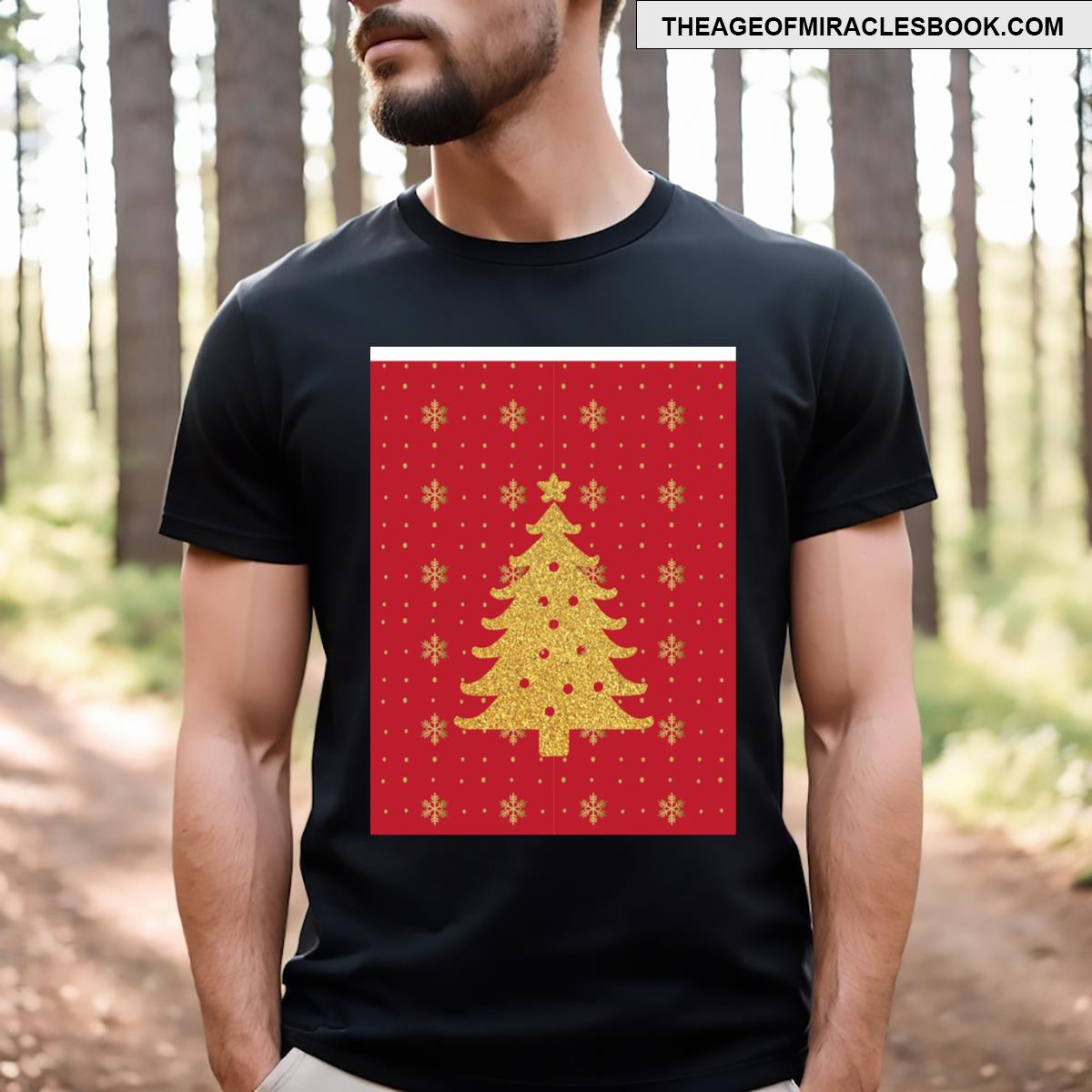Christmas Tree On Red Background Graphic T-shirt