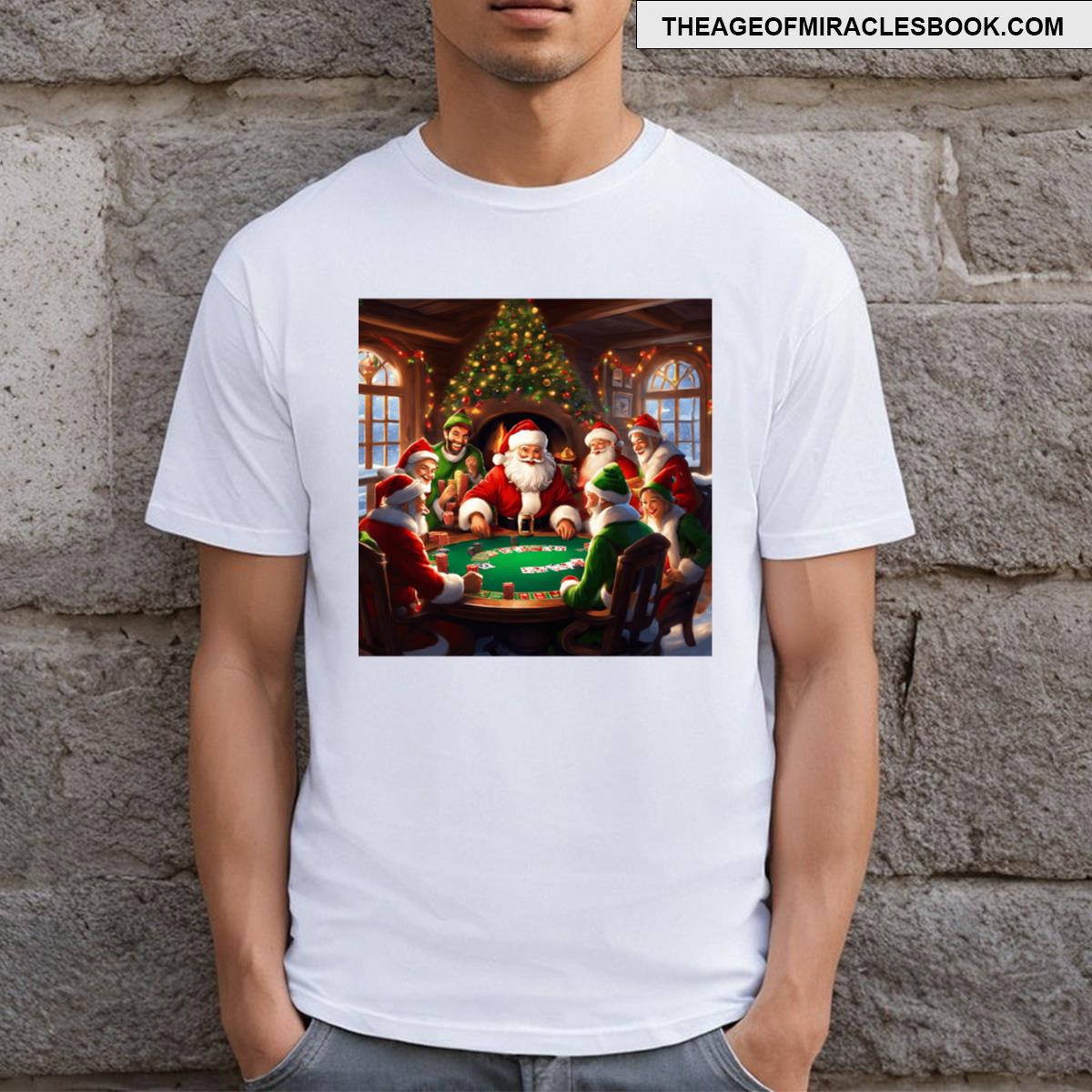 Santa Clause Playing Poker T-shirt