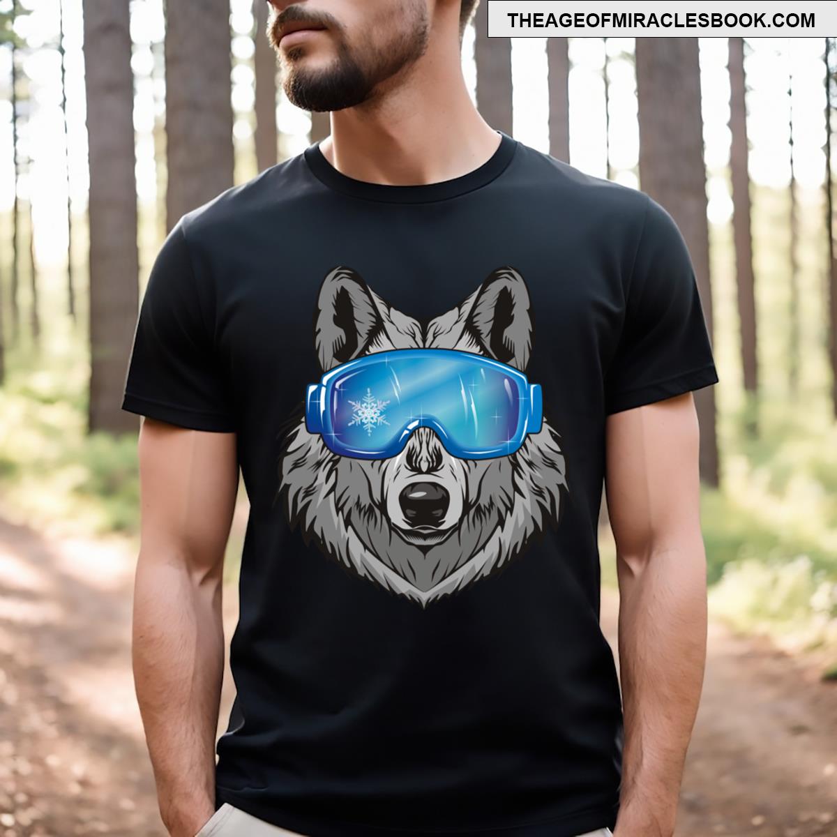 Gray Wolf Cool Helmet Ski Goggles T-shirt