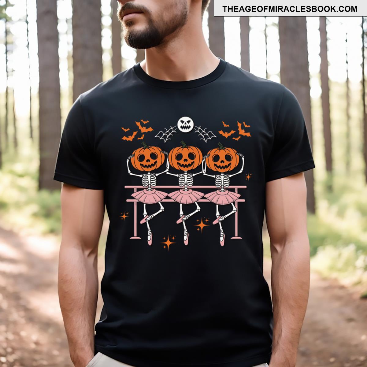 Halloween Ballet Pumpkins Skeleton T-shirt
