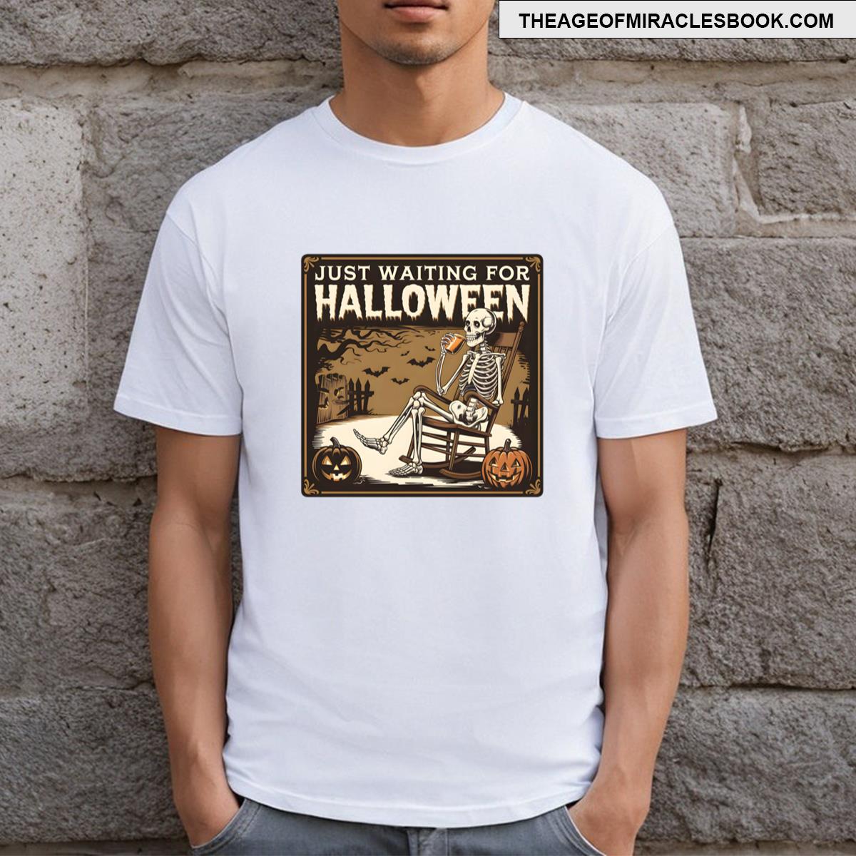 Skeleton Just Waiting For Halloween T-shirt