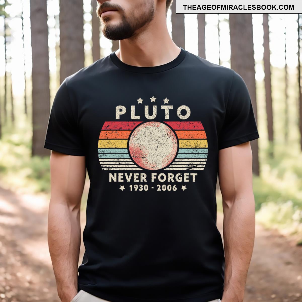 Never Forget Pluto Retro Style Funny Space Science T-shirt