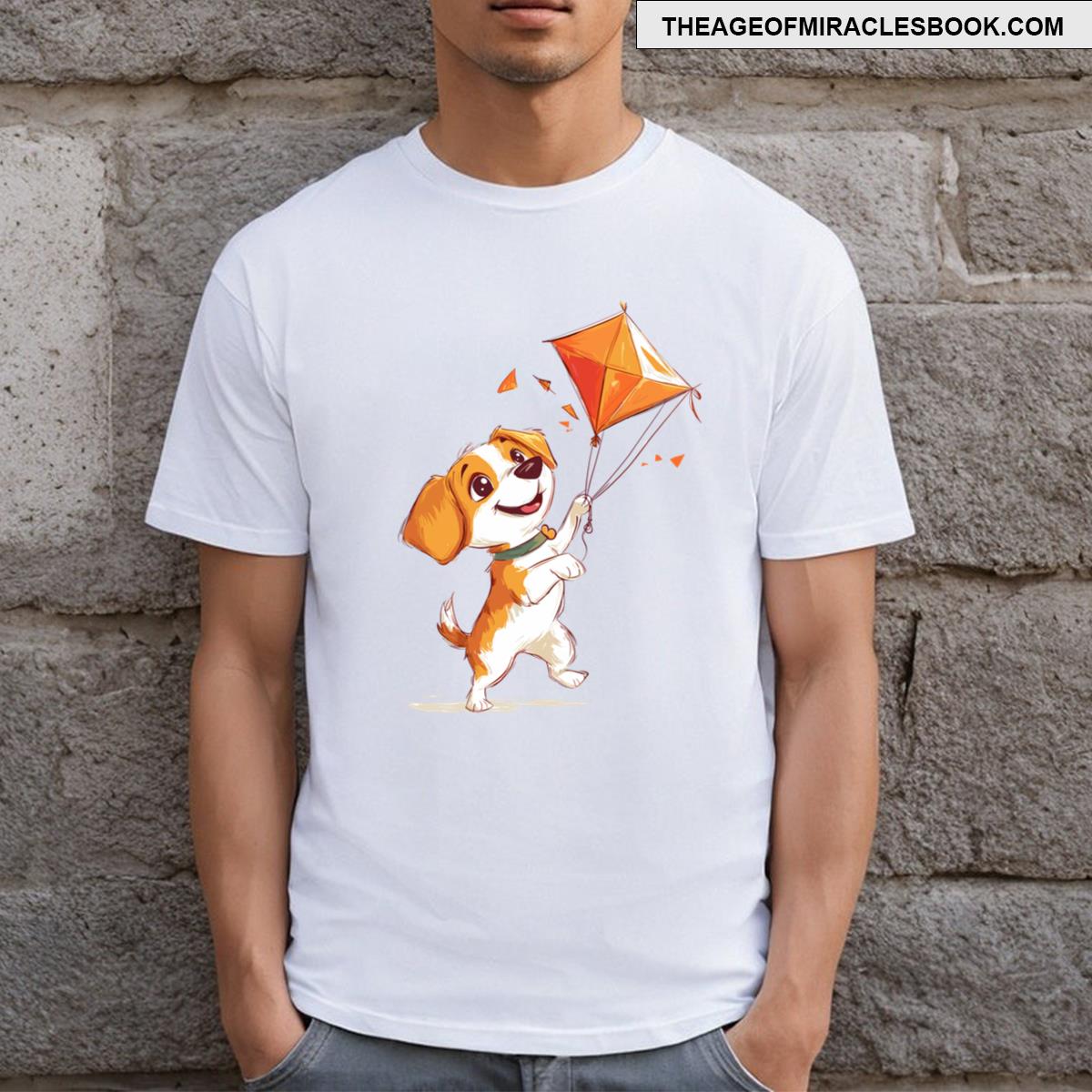 Playful Dog Flying A Kite T-shirt