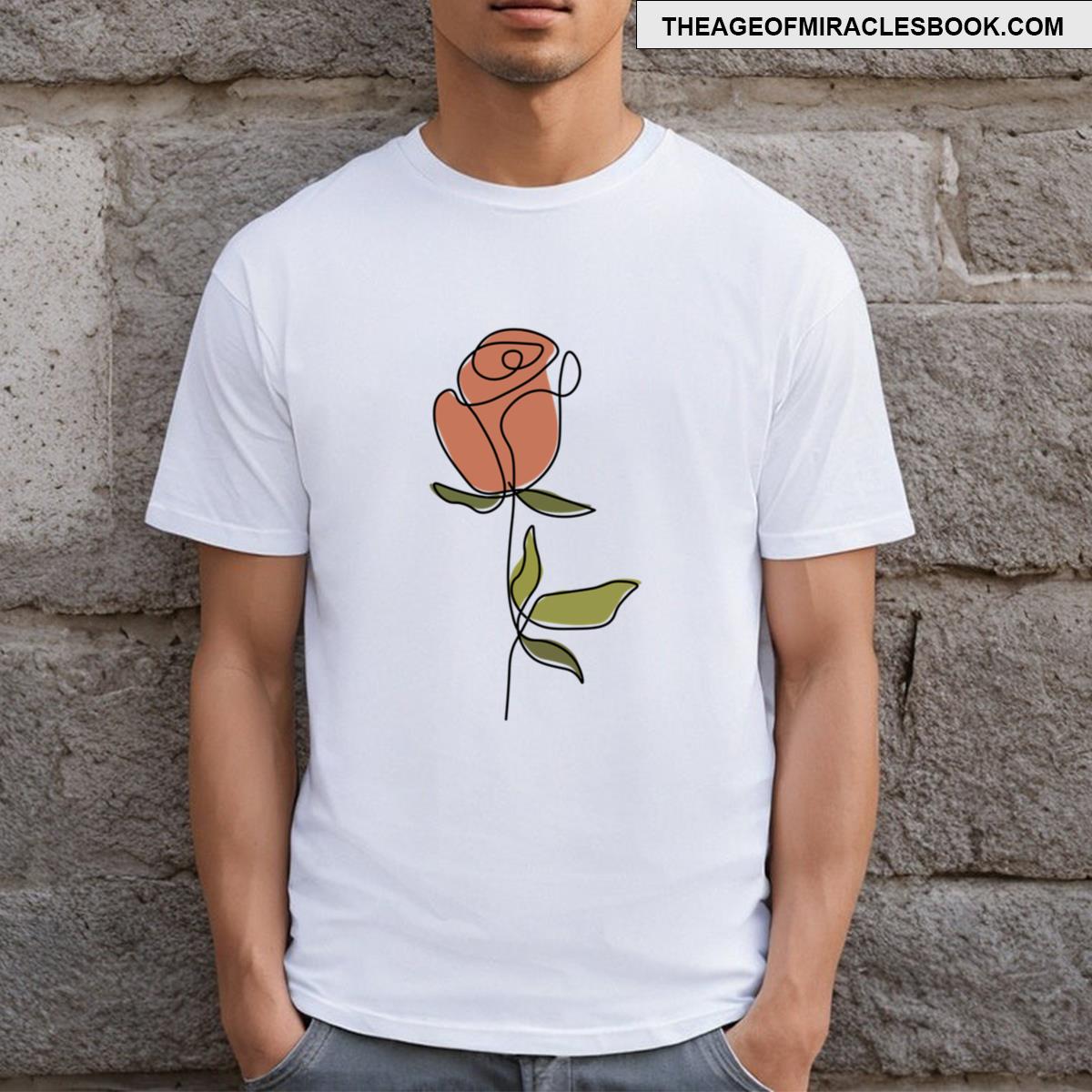 Rose Flower Single Line Art T-shirt