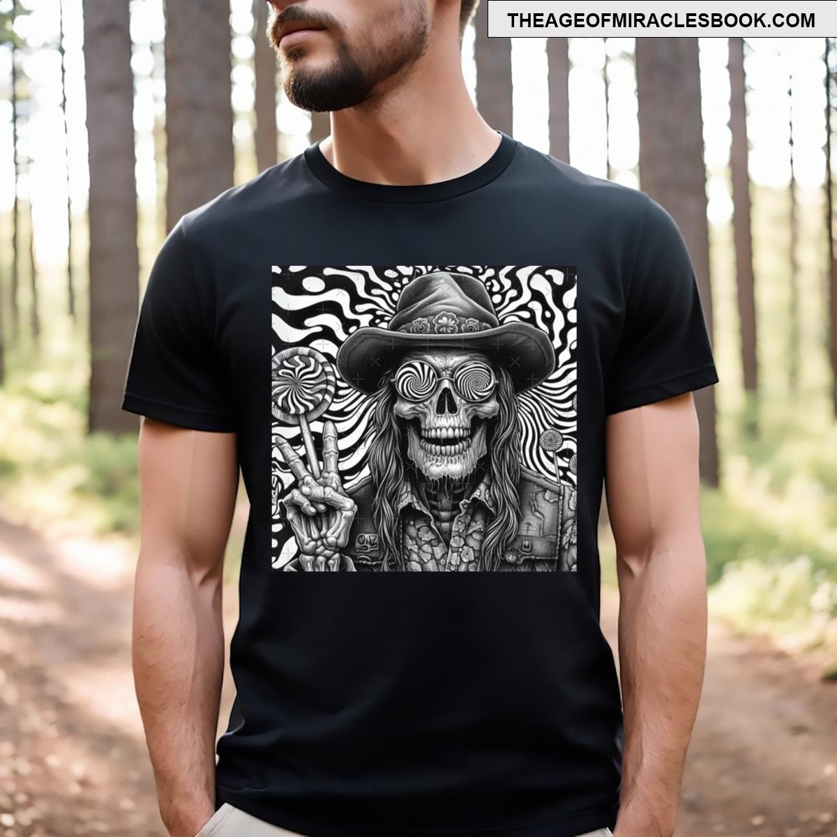 A Hippie Skeleton On Halloween T-shirt