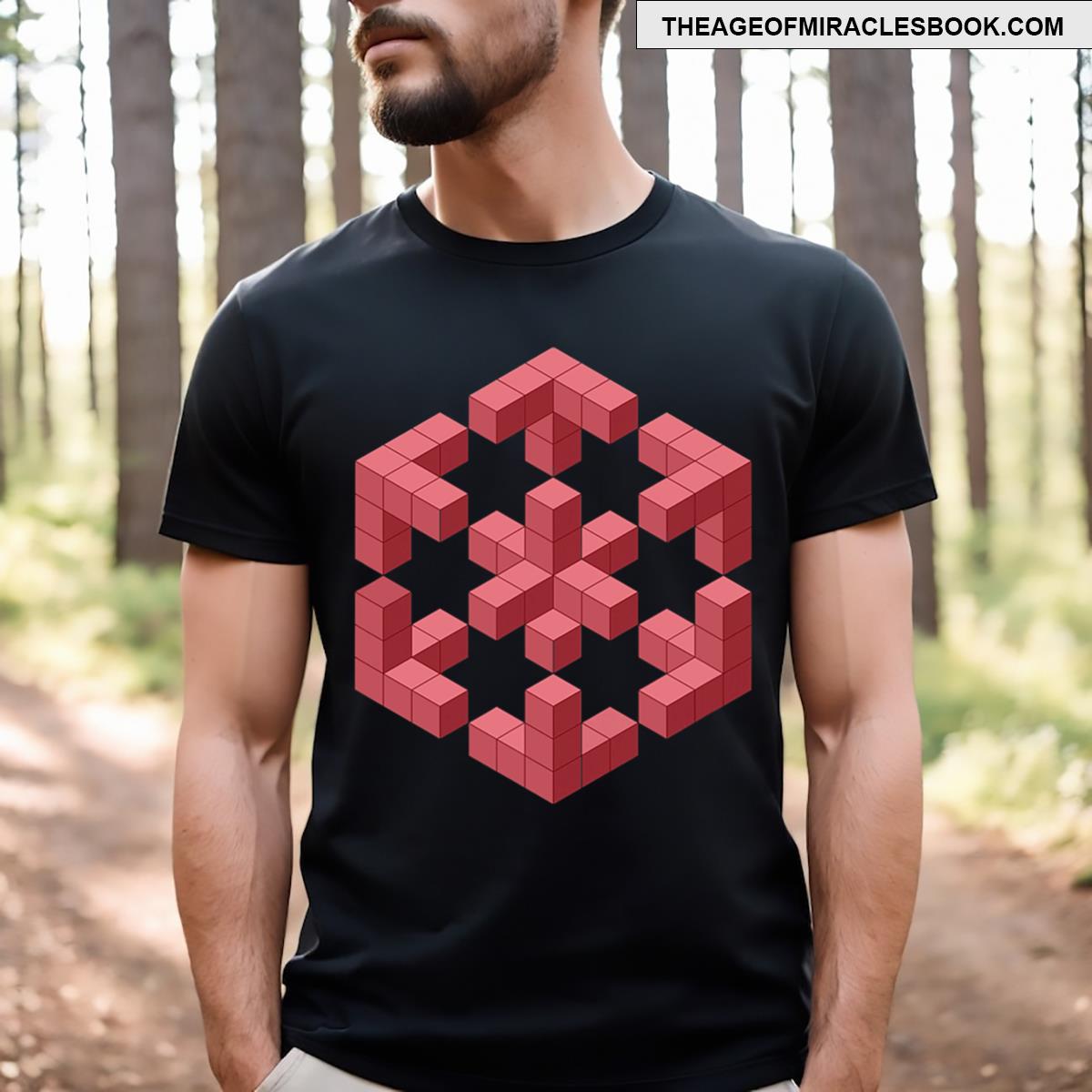 Isometric Drawing Geometry Exploding Cube T-shirt