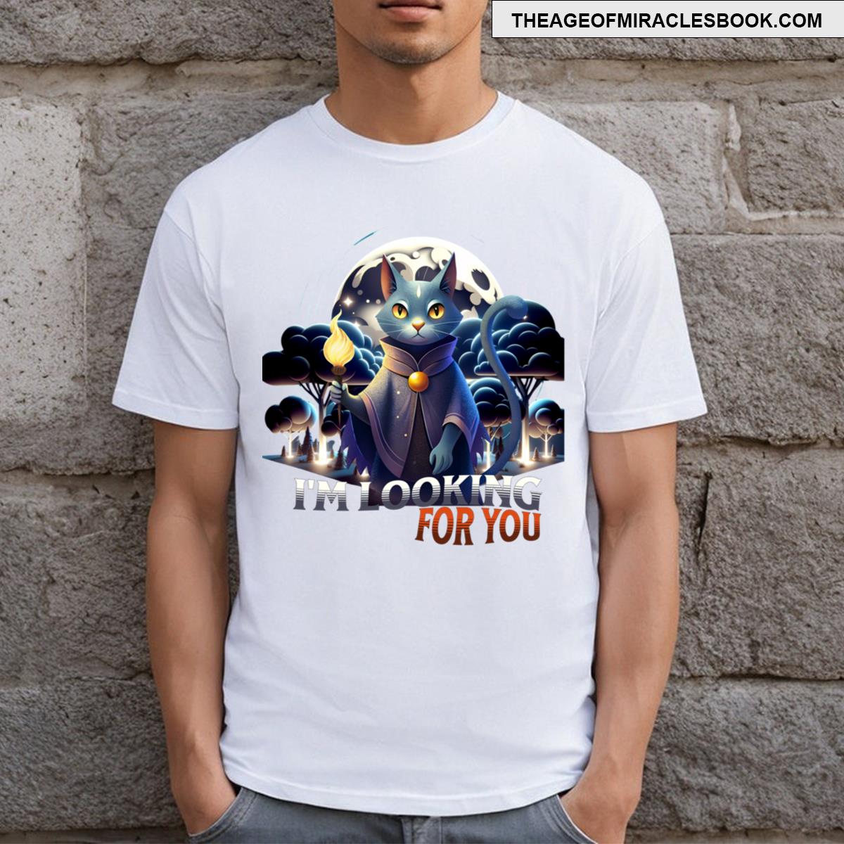 Night Cat Mystical Art T-shirt