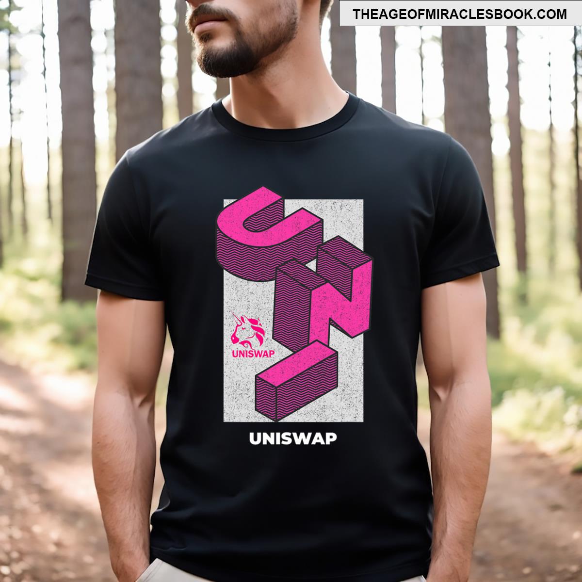 Uniswap Crypto Isometric Text Uni Cryptocurrency 3d T-shirt