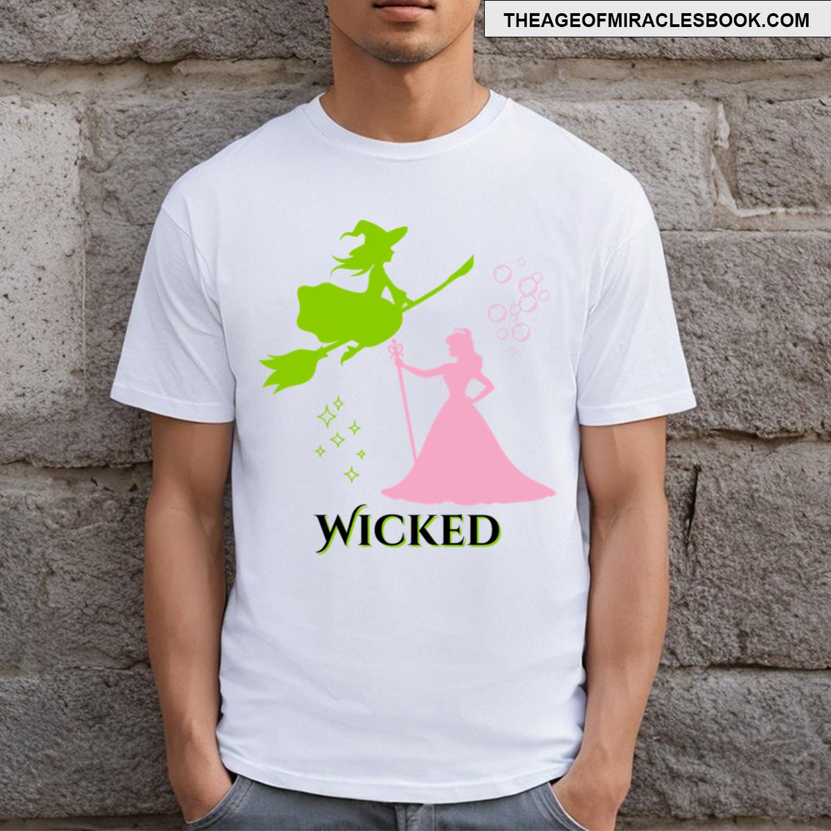 Wicked Green Witch Sparkles Pink Witch Bubbles T-shirt