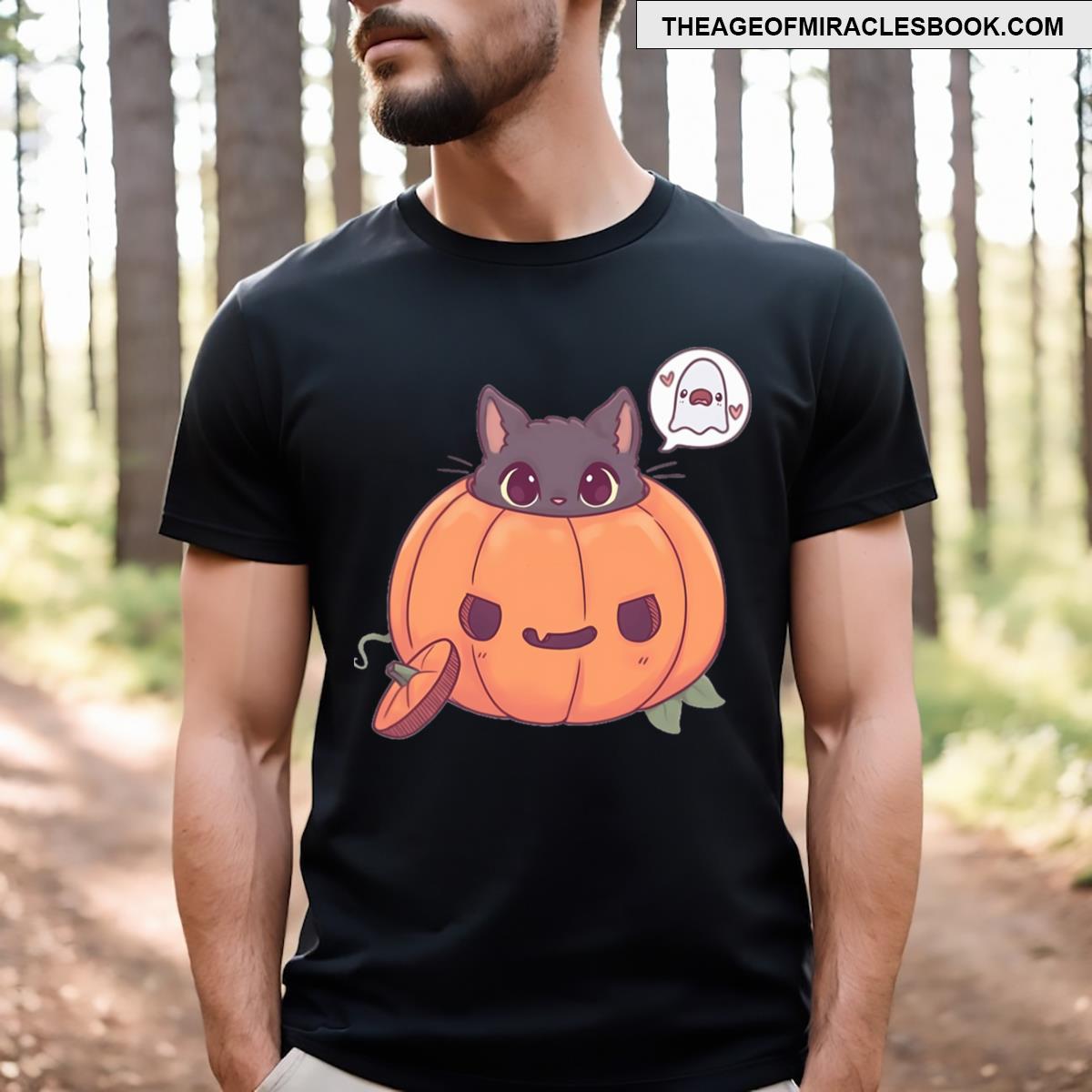 Pumpkin Kitty Original Gray T-shirt
