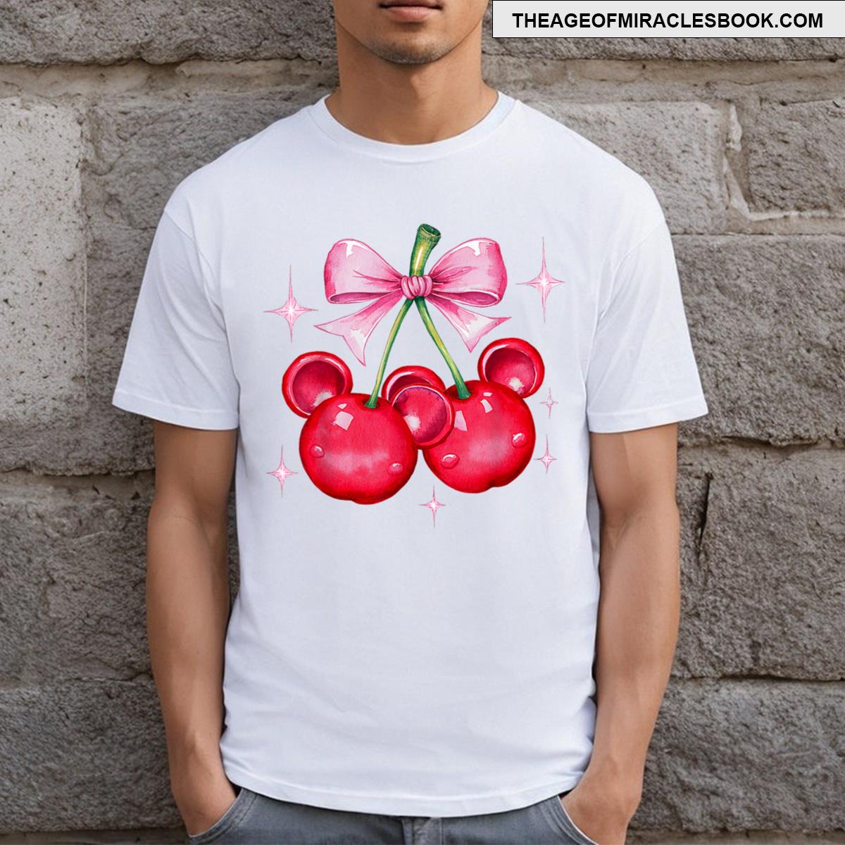 Mouse Ears Cherry Bow Coquette Princess Theme Park T-shirt
