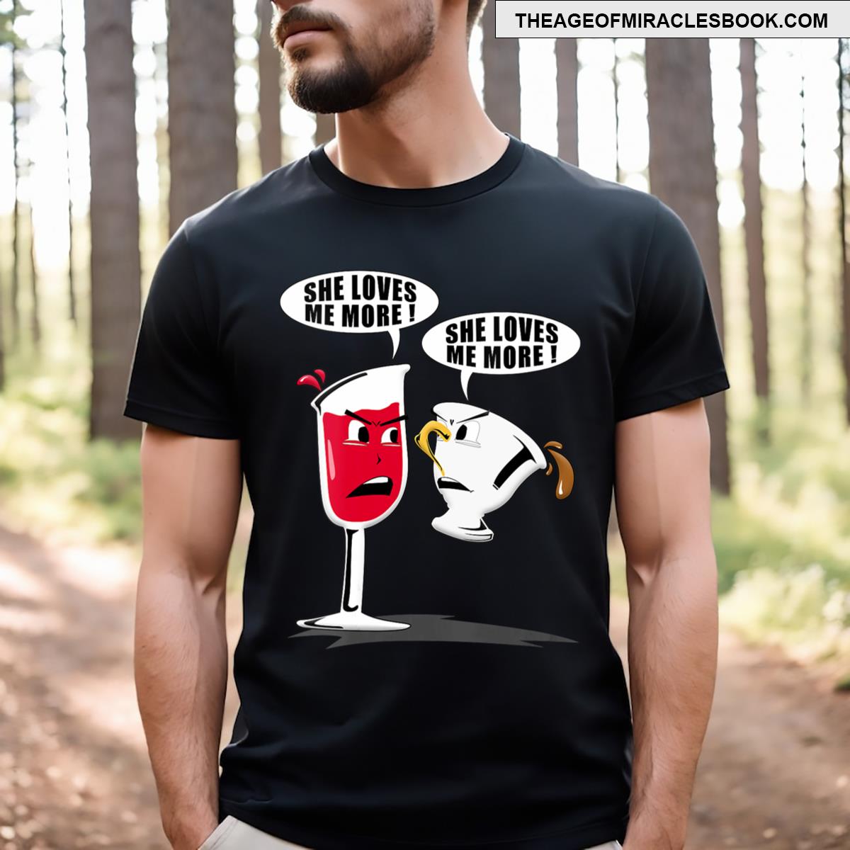 Womens Coffee & Wine Fun V Neck T-shirt