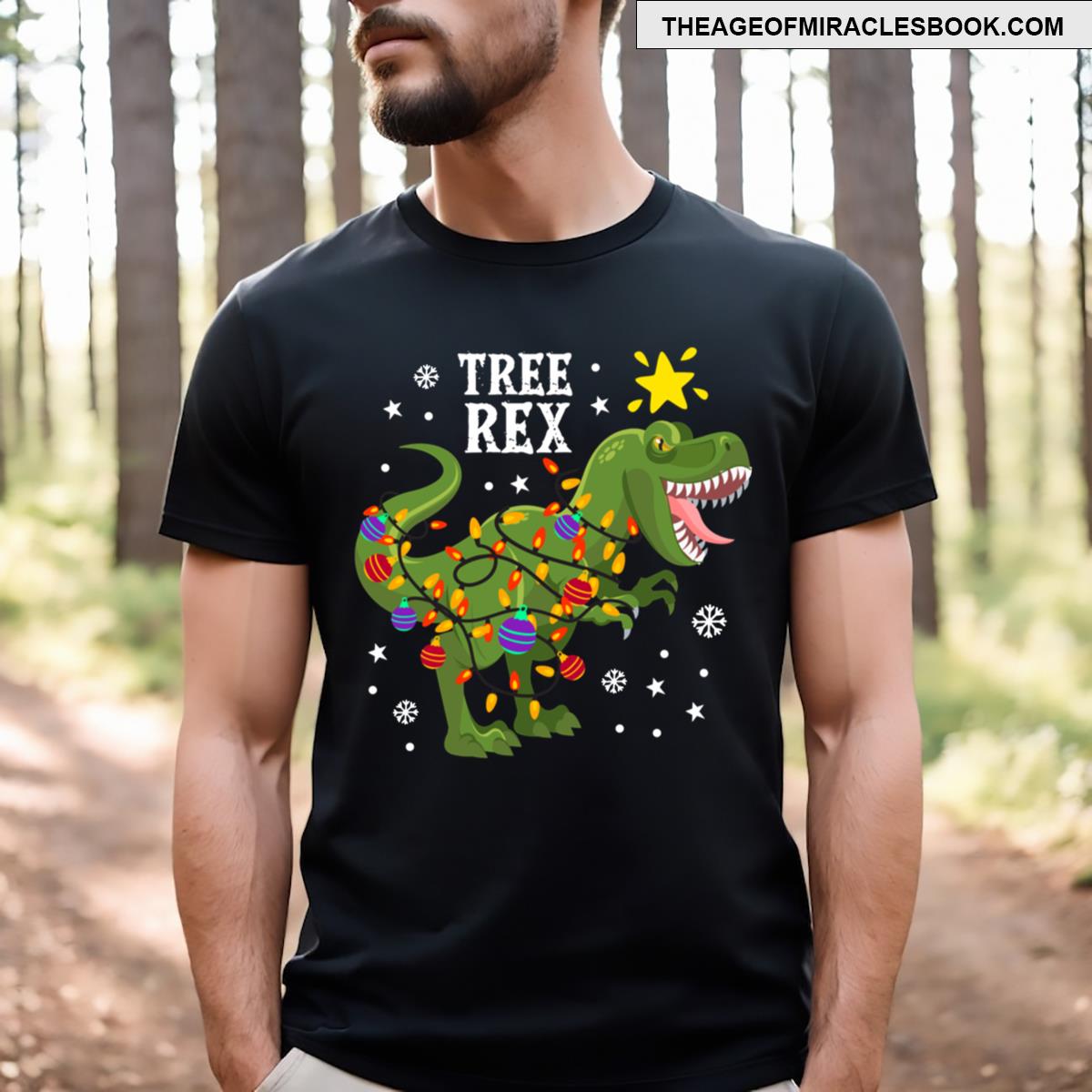 Christmas Dinosaur Tree Rex T-shirt