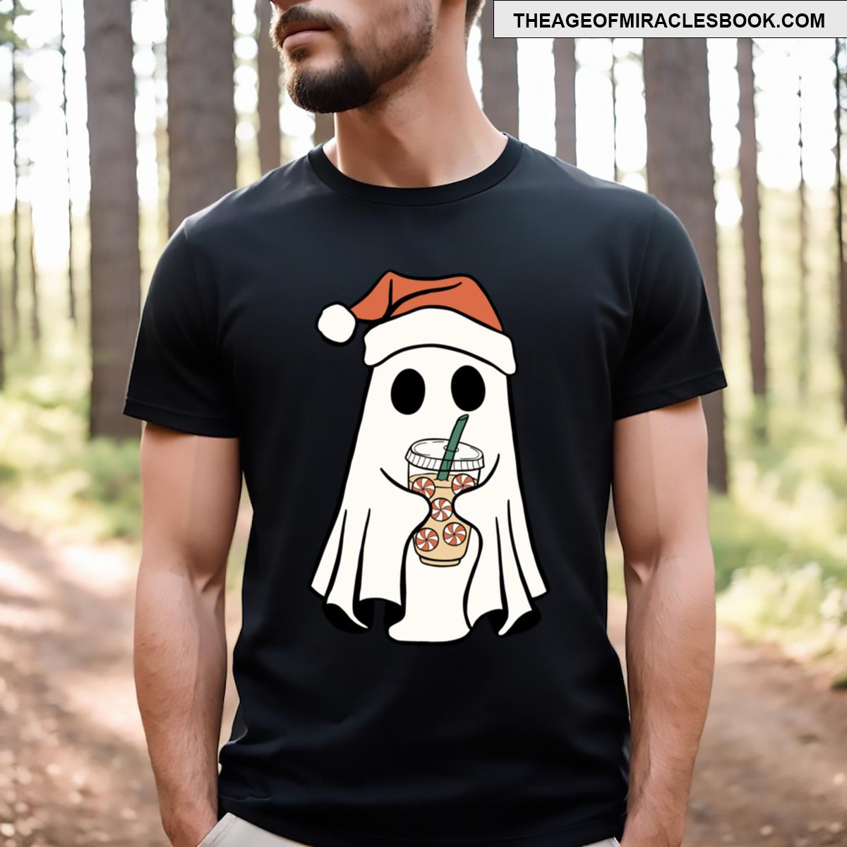 Christmas Ghost With Drink T-shirt