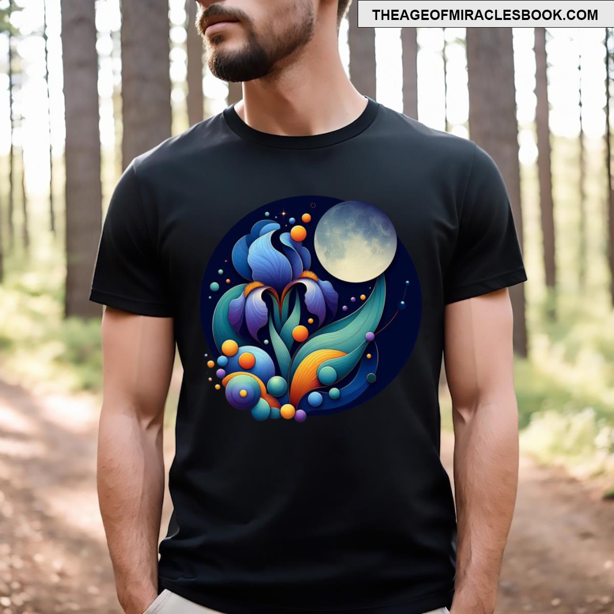 Cosmic Iris Bloom With Celestial Sphere T-shirt
